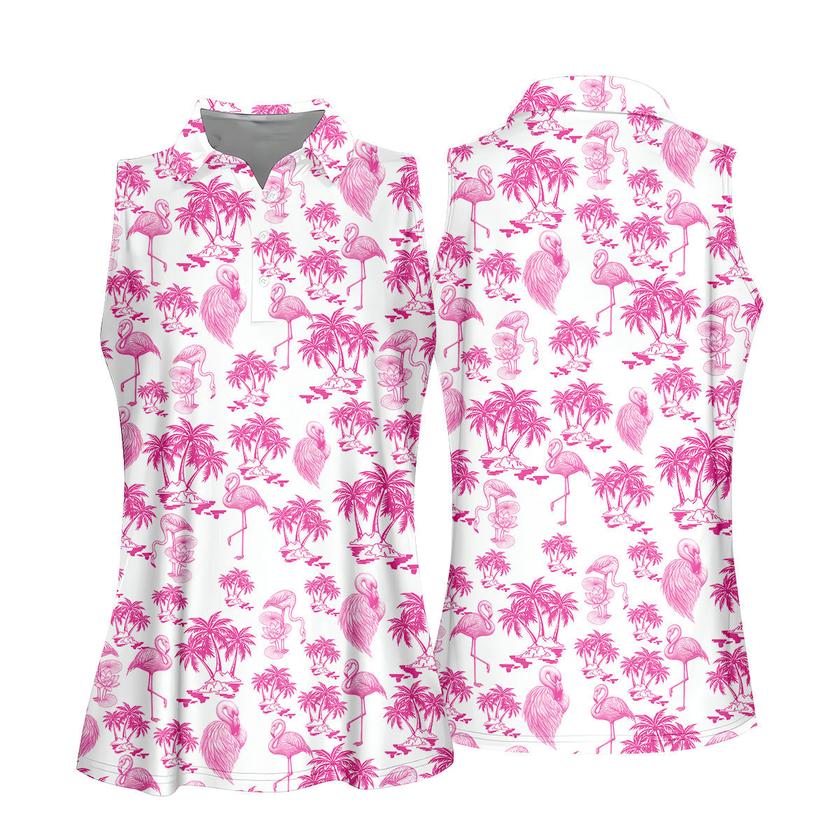 Flamingo Coconut Funny Womens Golf Polo Shirt, Ladies Golf Clothes, Custom Ladies Golf Shirt