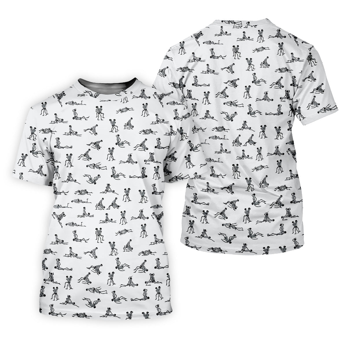White Funny Skeleton Sex Position Golf Shirt, Halloween Gift Idea, Ladies Golf Shirts