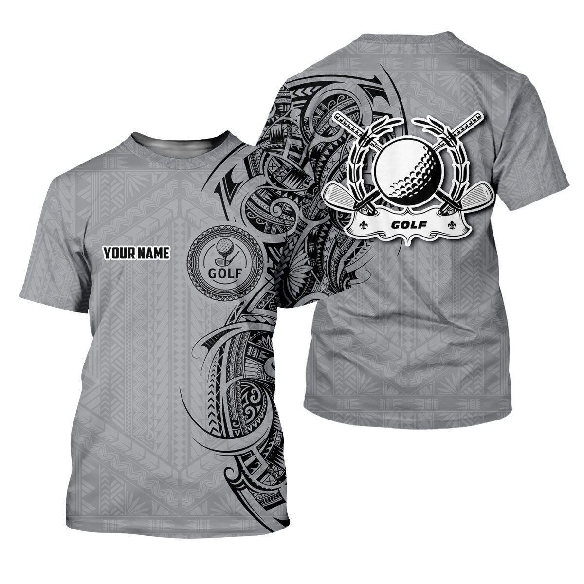 Strike Grey Tribal Tattoo Custom Men's Golf Polo Shirt, Funny Golf Shirt, Dad Golf Gift