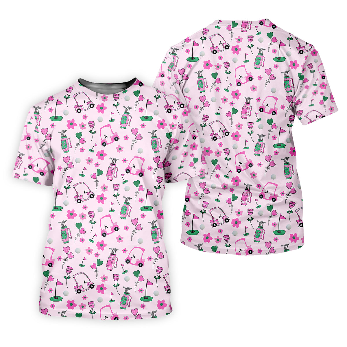 Seamless Pink Green Funny Womens Golf Polo Shirt, Ladies Golf Shirt, Mothers Day Gifts