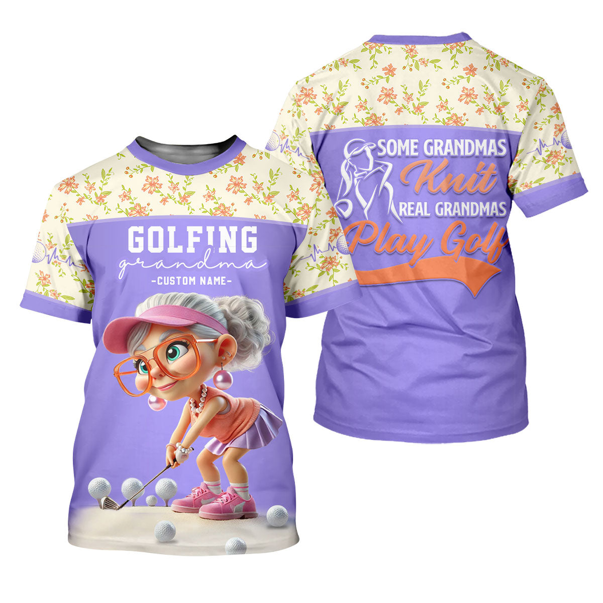 Some Grandmas Knit Real Grandmas Play Golf Custom Men's Golf Polo Shirt, Dad Golf Gift