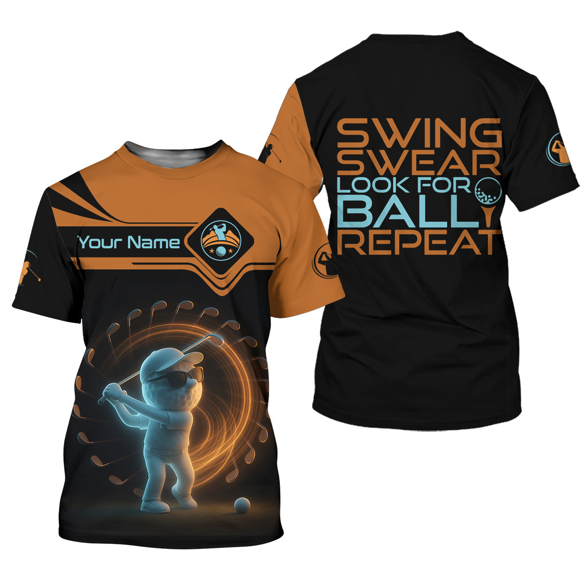 Swing Swear Look For Ball Repeat Shirt, Men's Funny Graphic Golf Polo Shirt, Gifts For Golfing Dad