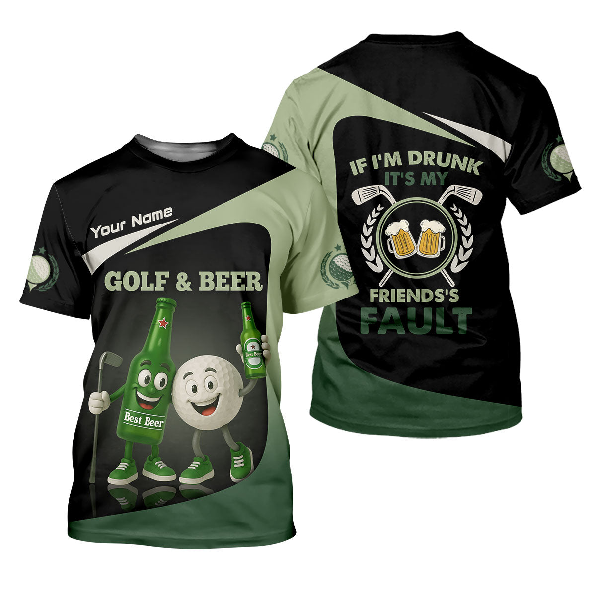 Funny Beer And Golf Custom Golf Polos For Men, Mens Golf Gift, Golfing Apparel, Gift For Golfers