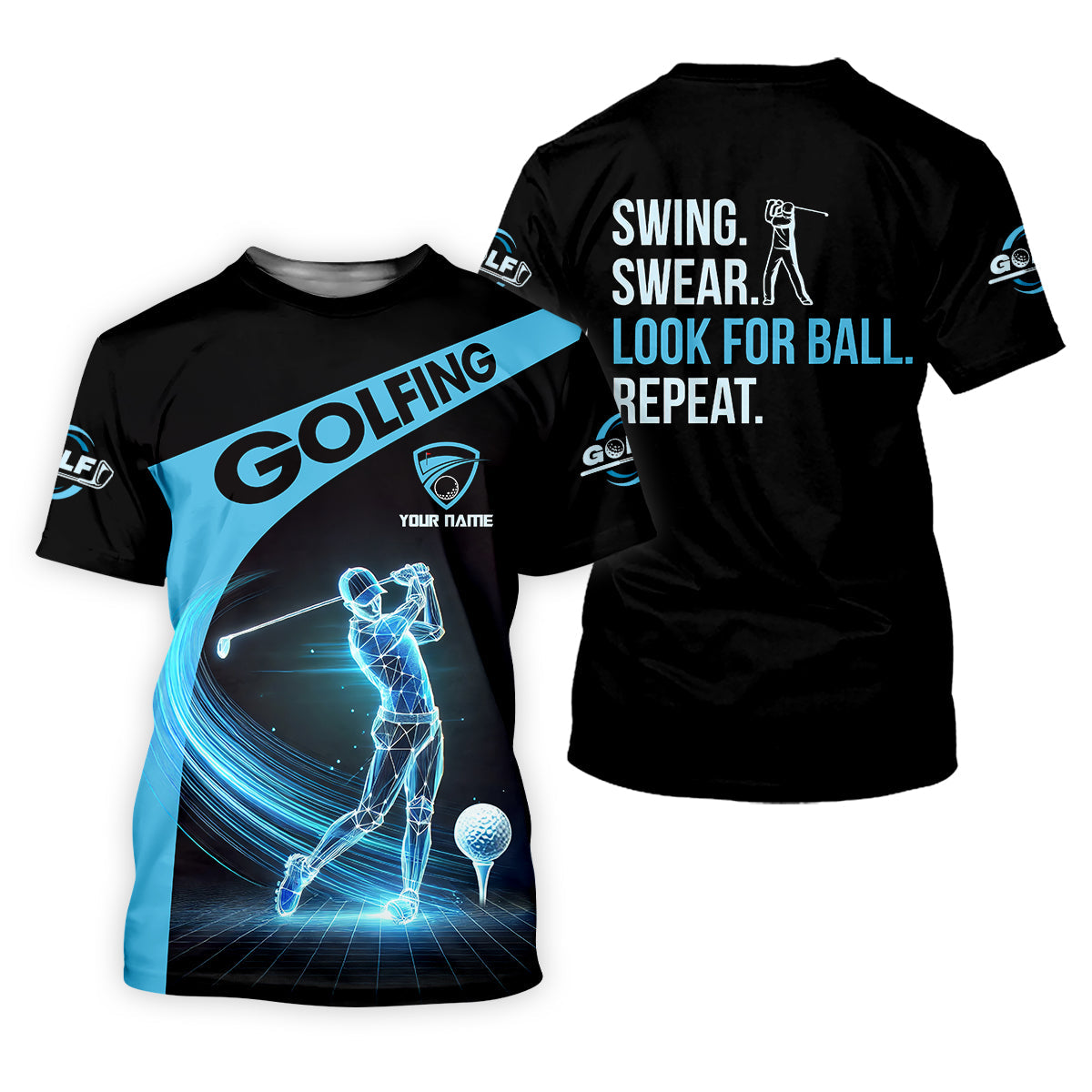 Swing Swear Look For Ball Repeat Custom Funny Golf Polo Shirt, Dad Golf Gifts