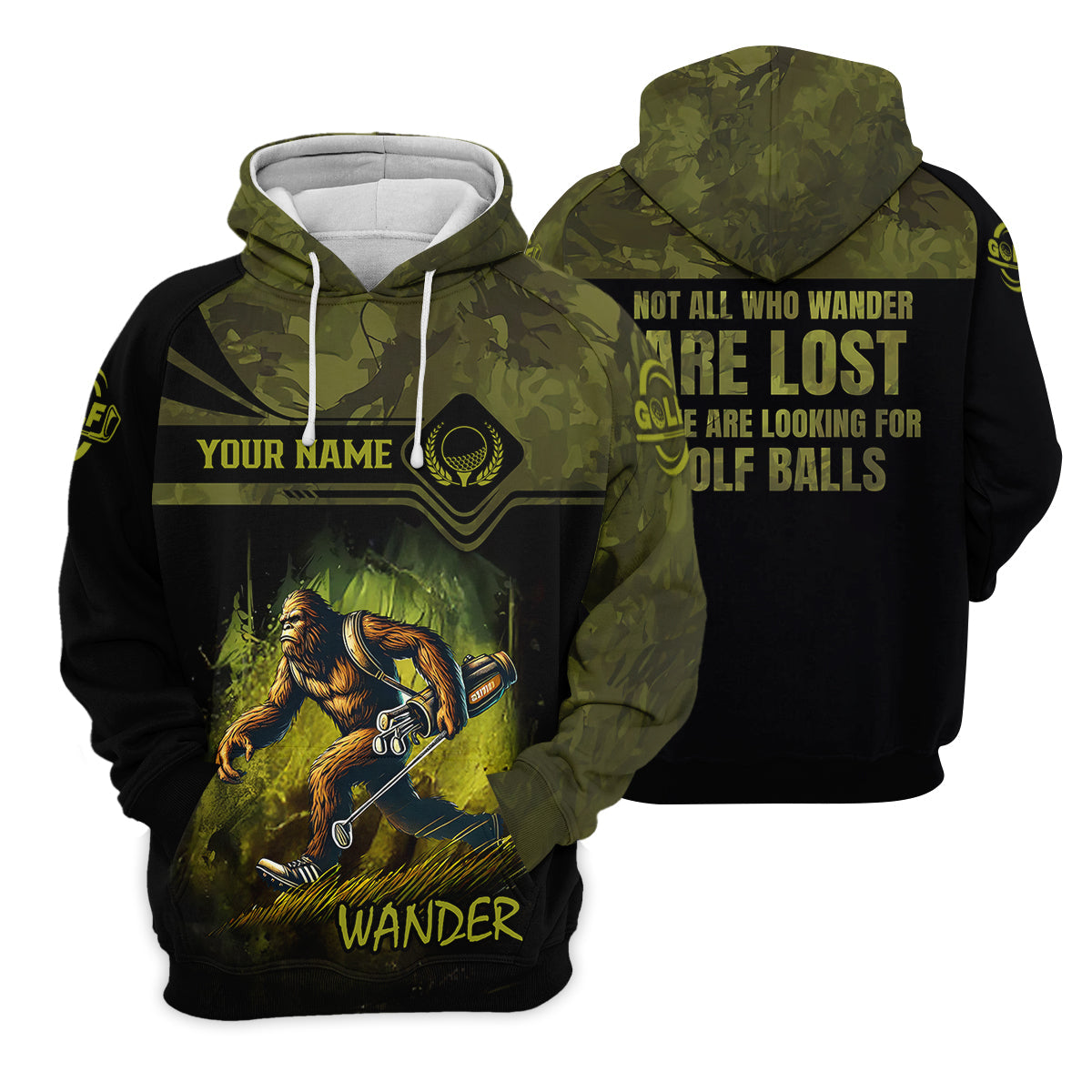 Bigfoot Camouflage Custom Golf Polo Shirt, Golf Gifts For Dad, Golf Lover Gift