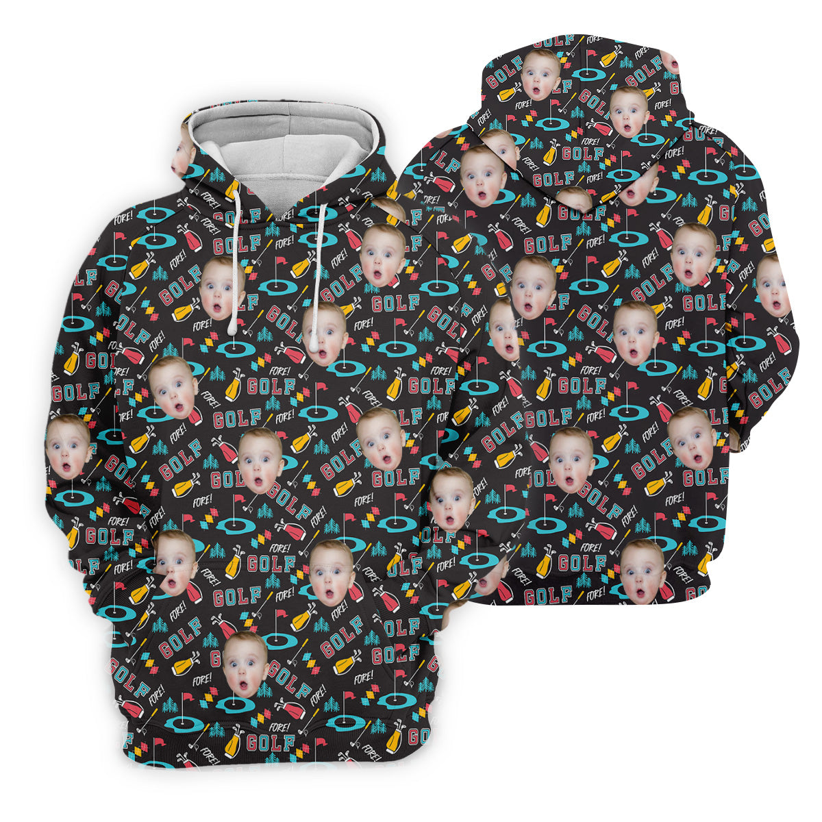 Custom Shirts With Faces, Funny Golf Polo Shirt, Gifts For The Golfing Dad, Golf Gift For Dad