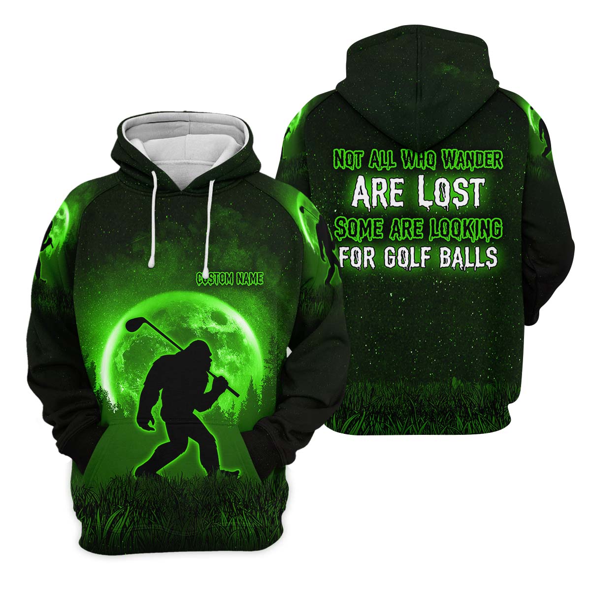 Not All Who Wander Are Lost Bigfoot Hawaiian Golf Shirt, Personalized Golf Shirt, Funny Golf Polo Shirt