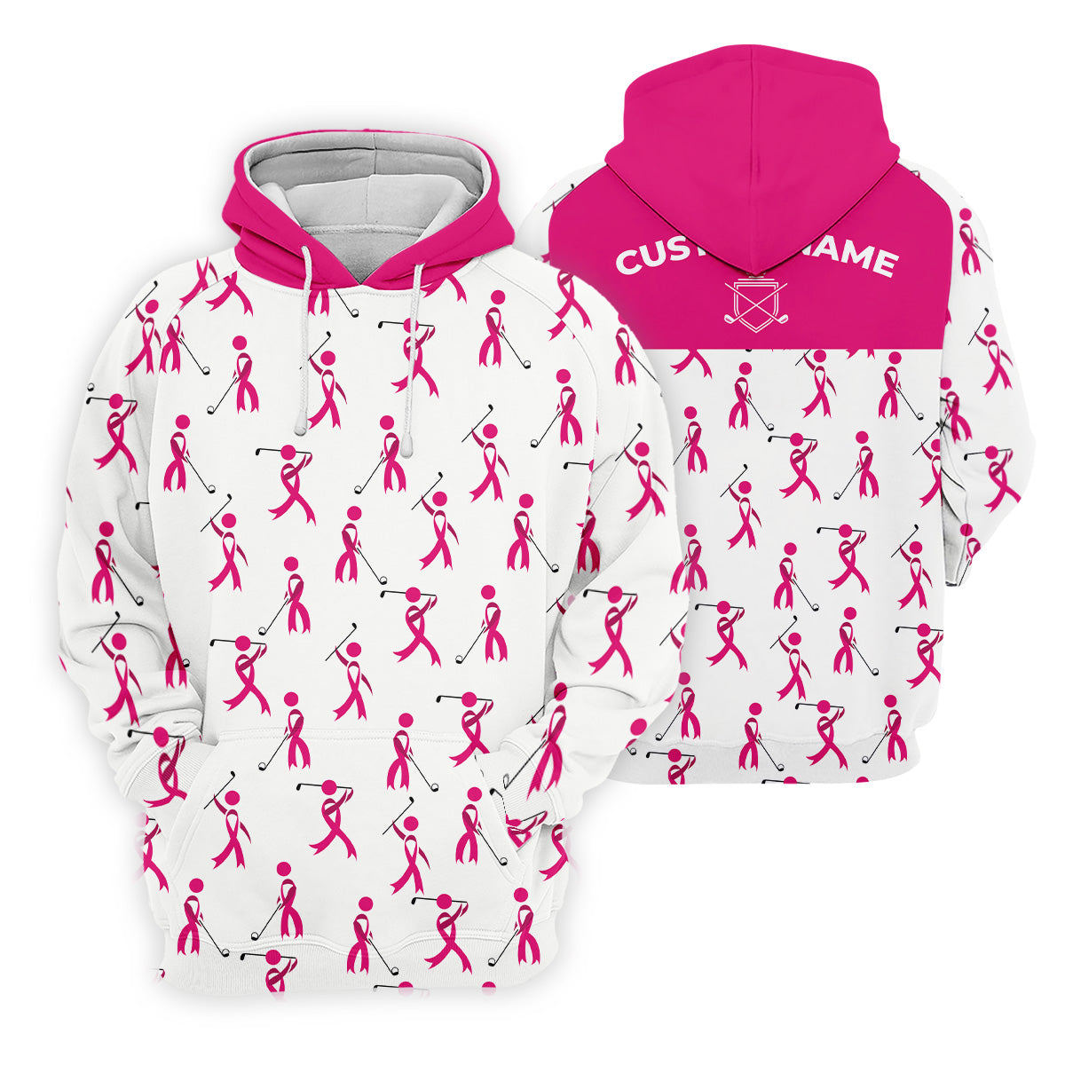 Funny Stick Figure Breast Cancer Golf Shirt, Fun Golf Shirts For Men, Breast Cancer Support Shirt