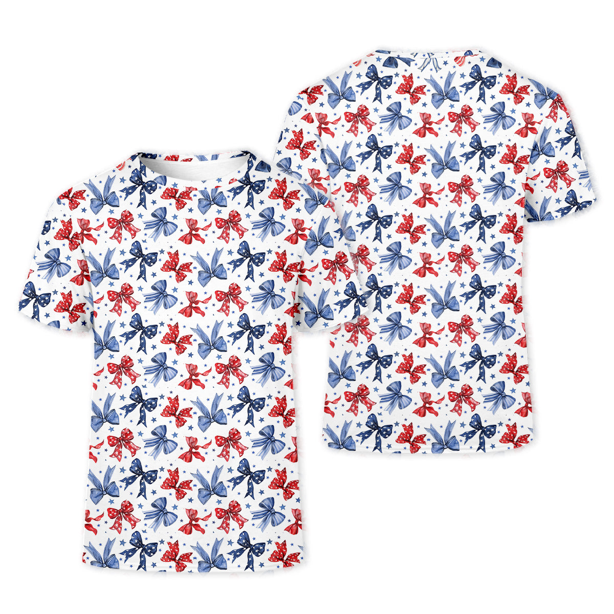 Red White & Blue Bows Shirt, Women's 4th Of July Shirts, Funny Womens Golf Polo Shirt, Custom Ladies Golf Shirt