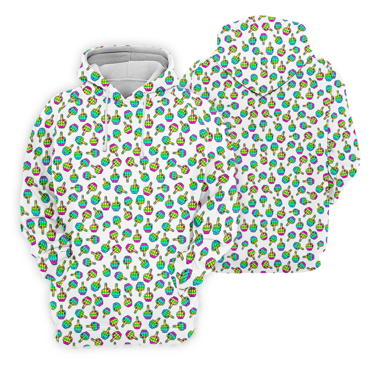 Neon Middle Finger Men Fun Golf Shirts, White Golf Polo, Cool Golf Gifts, Golfing Apparel