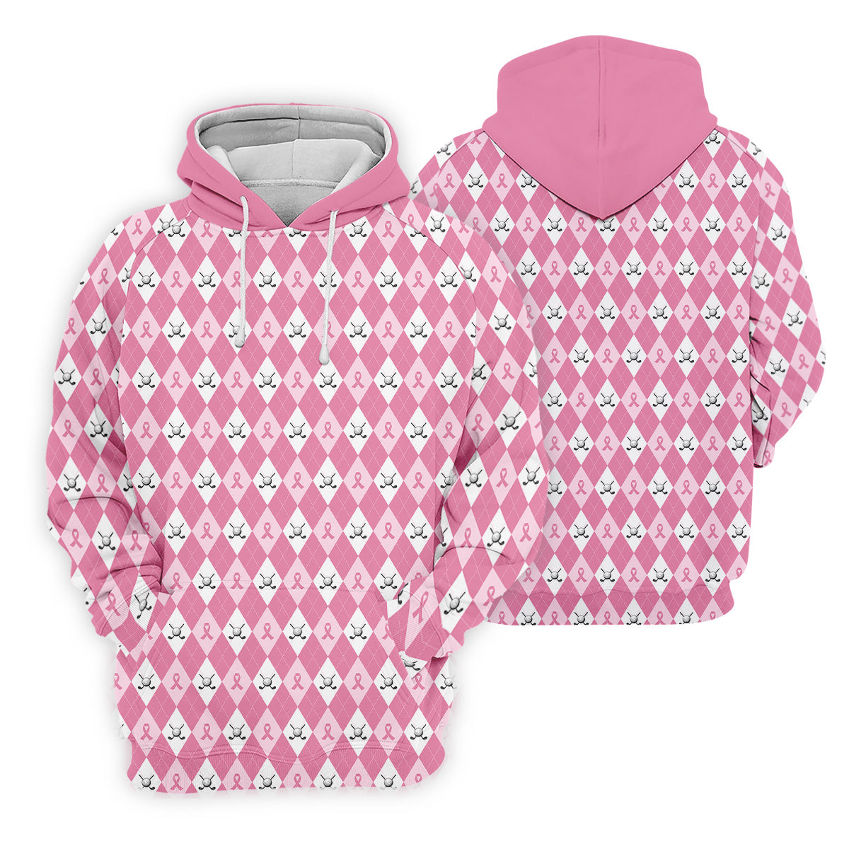 Breast Cancer Golf Shirt, Pink Argyle Golf Shirt, Breast Cancer Awareness Shirts, Women Golf Shirt