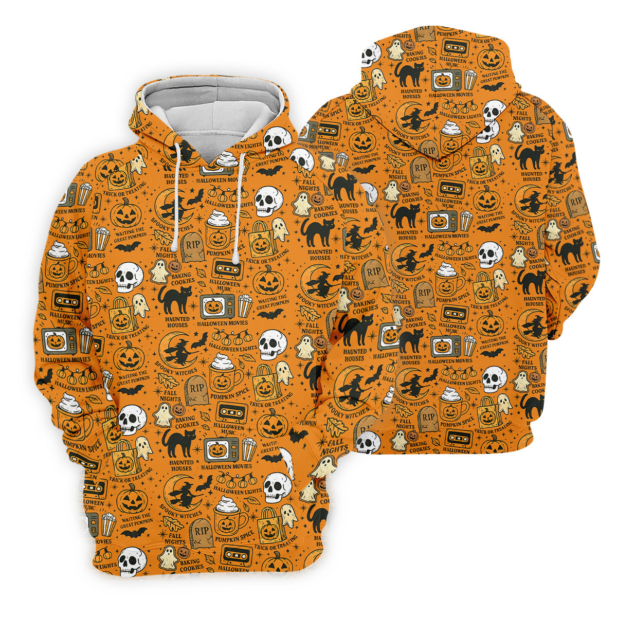 Orange Halloween Cat Golf Polo Shirts, Halloween Theme Shirts, Mens Golf Polo Shirts, Golfing Apparel