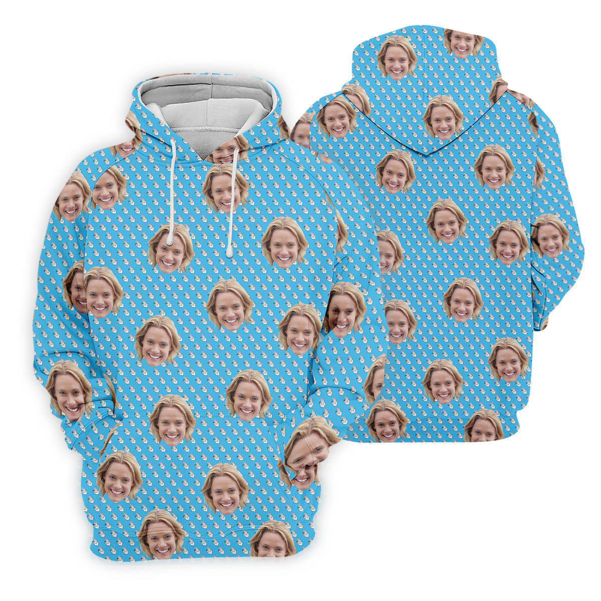 Funny Hands Blue Golf Polo Shirt, Custom Face Golf Shirt, Fun Womens Golf Shirts, Ladies Golf Shirt