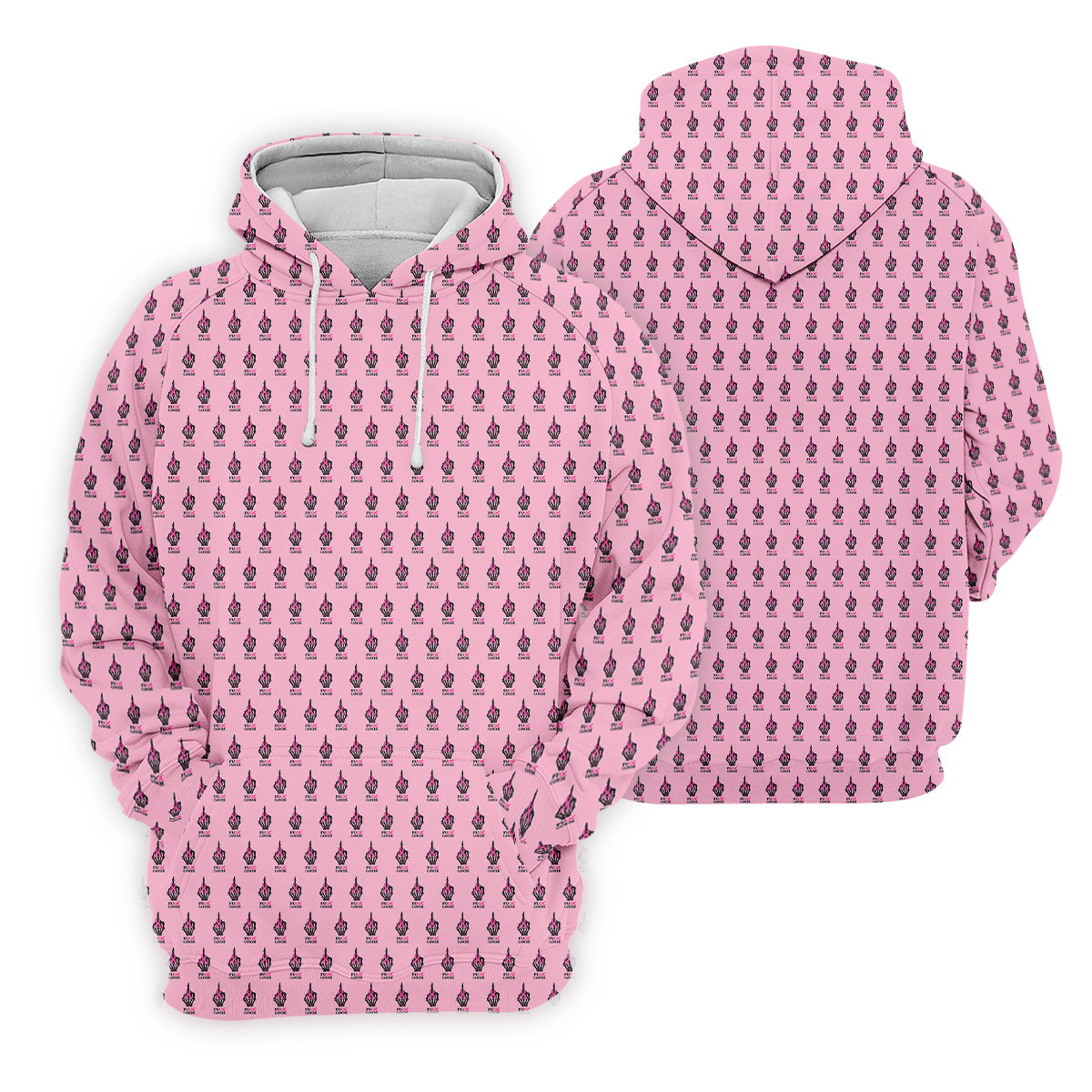 Funny Middle Finger Pink Golf Shirt, Breast Cancer Golf Shirt, Couple Golf Shirt, Matching Golf Shirt