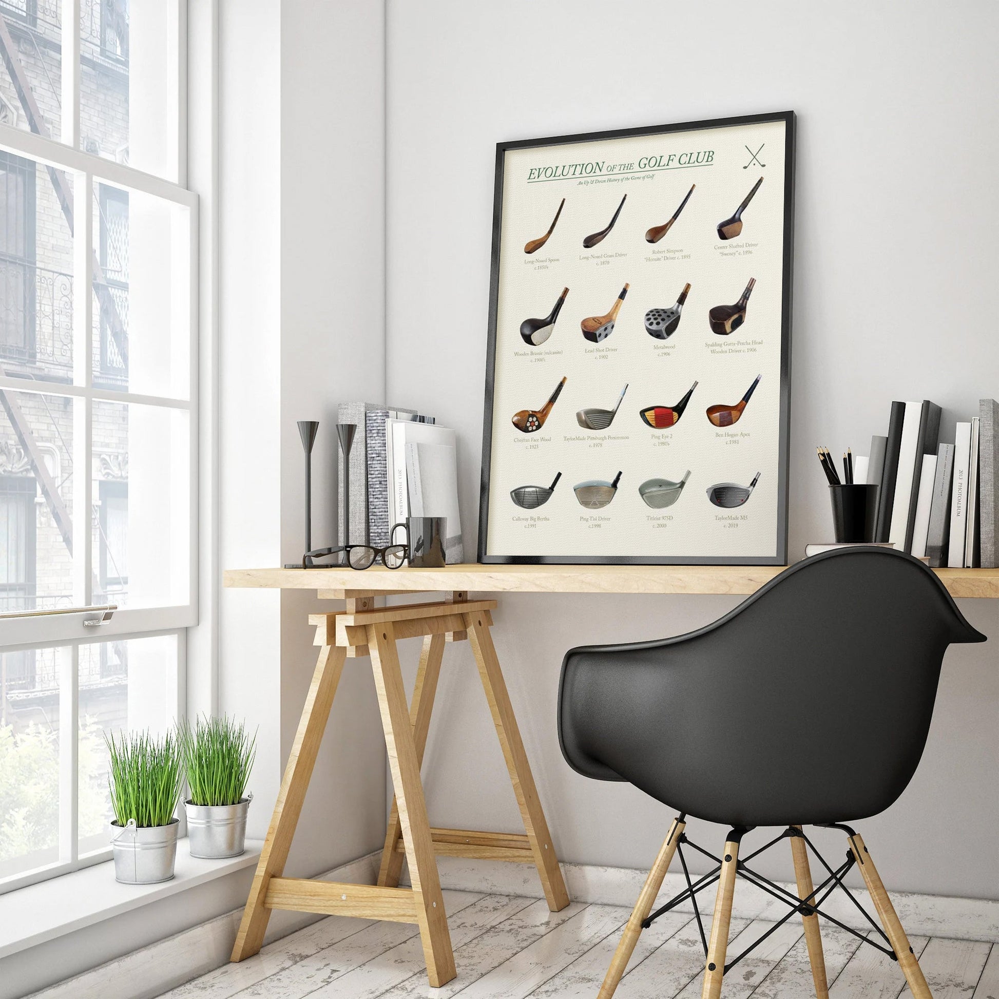 Vintage Evolution Of The Golf Club Canvas, Golf Wall Art, Gift For Golfer