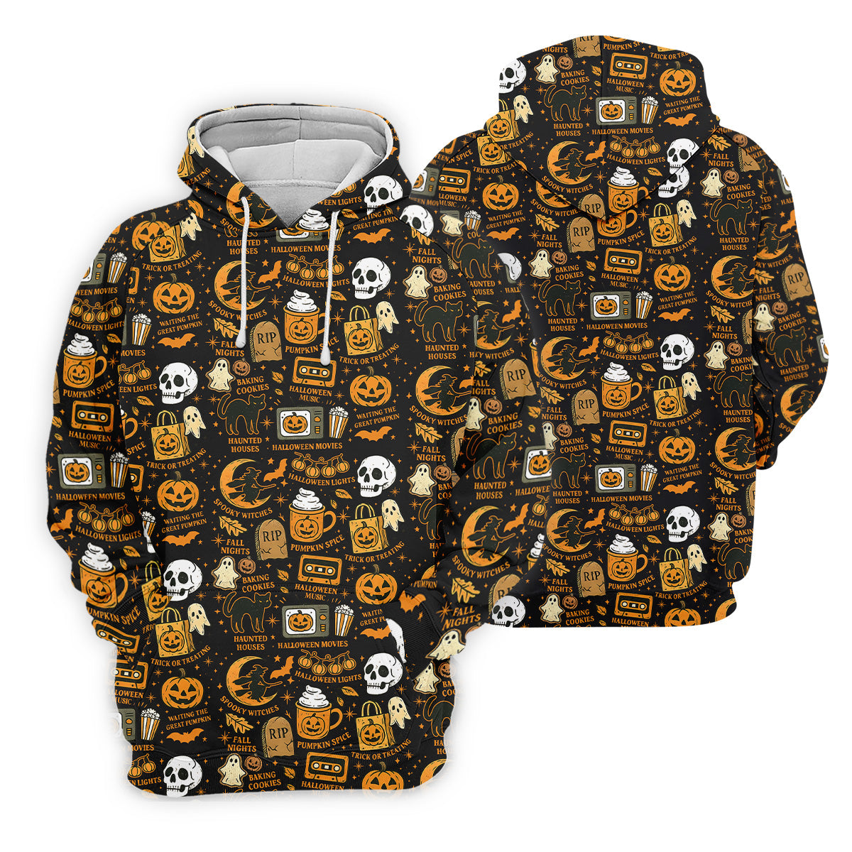Vintage Halloween Cat Golf Polo Shirts, Halloween Theme Shirts, Ghost Pumpkin Mens Golf Polo Shirts, Golfing Apparel