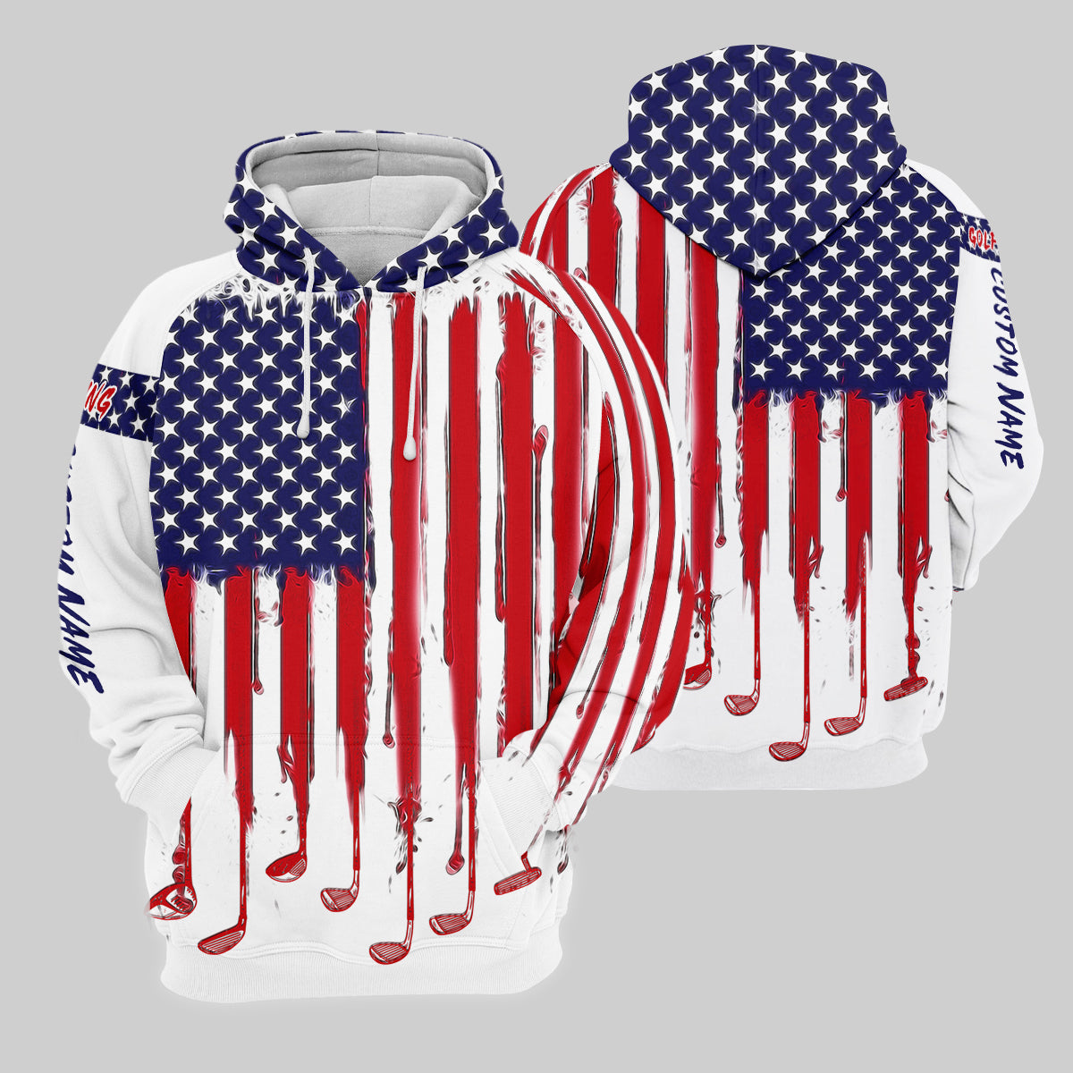 American Flag Custom Golf Polo Shirt, US Patriotic Pride Unisex Tropical Hawaiian Aloha Shirt, Summer Vacation