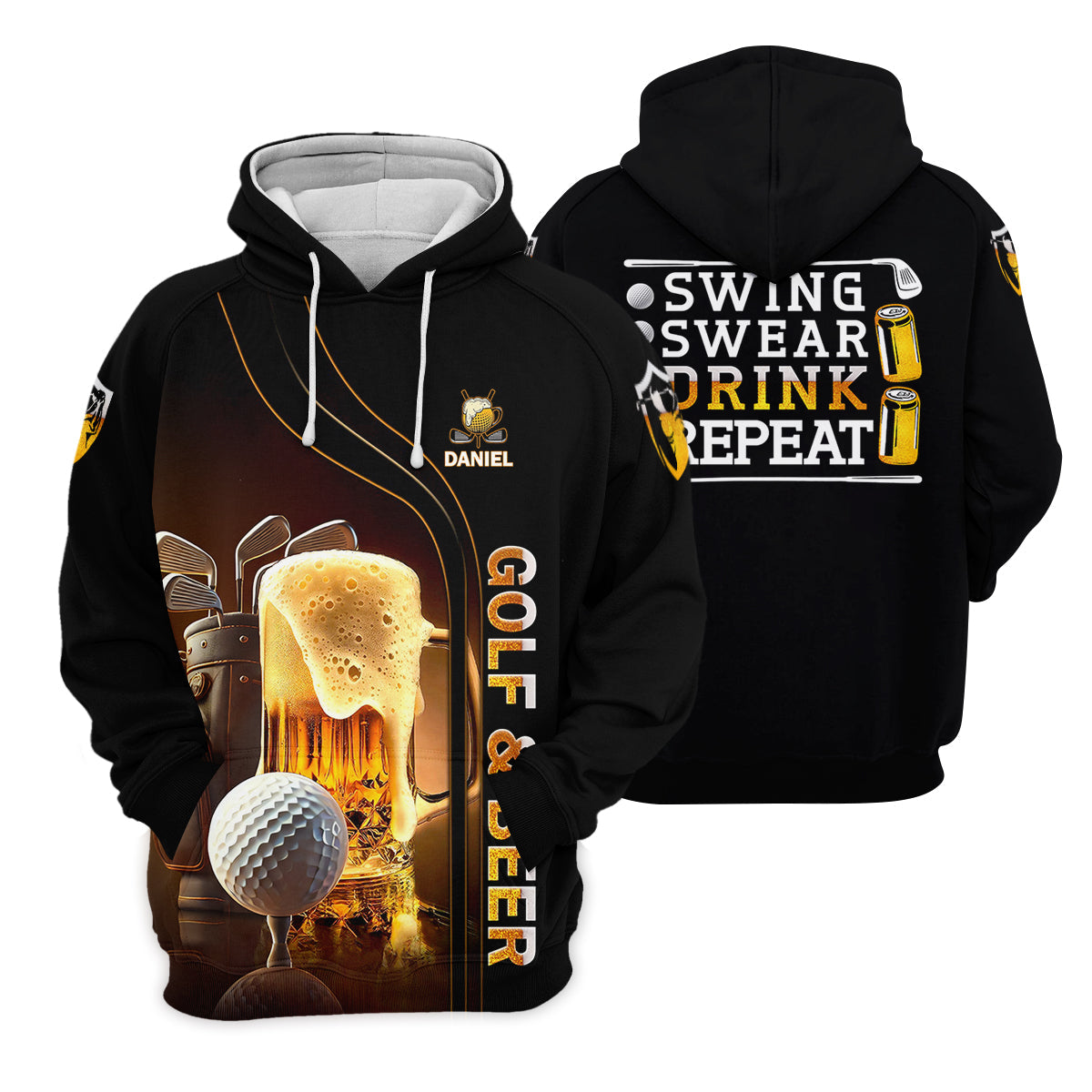 Swing Swear Drink Repeat Funny Golf Polo Shirt, Mens Golf Gift, Golf Lover Gift