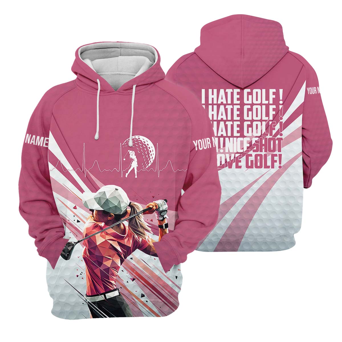I Hate Golf Nice Shot I Love Golf Custom Womens Golf Polo Shirt, Golfing Apparel, Womens Golf Gifts