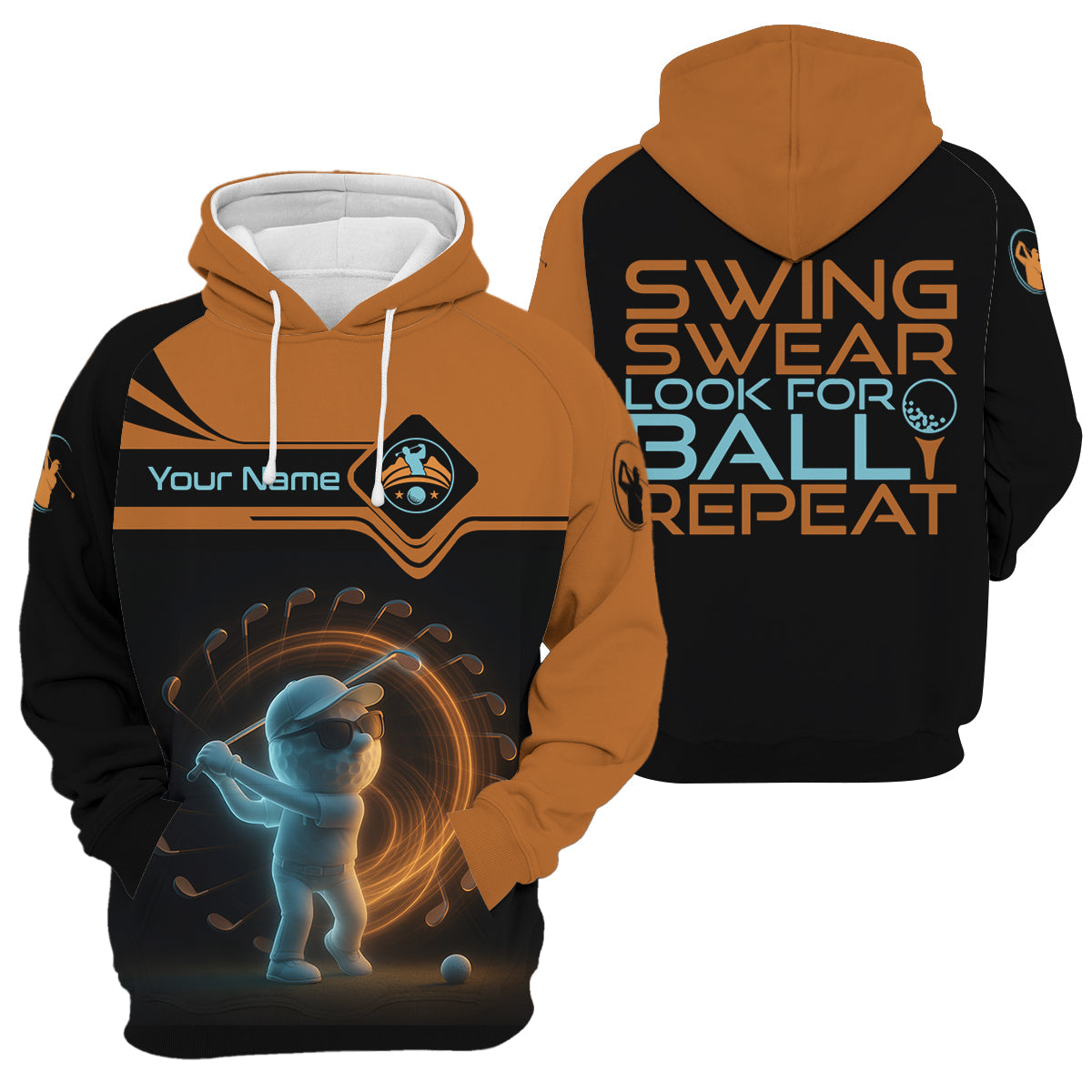 Swing Swear Look For Ball Repeat Shirt, Men's Funny Graphic Golf Polo Shirt, Gifts For Golfing Dad