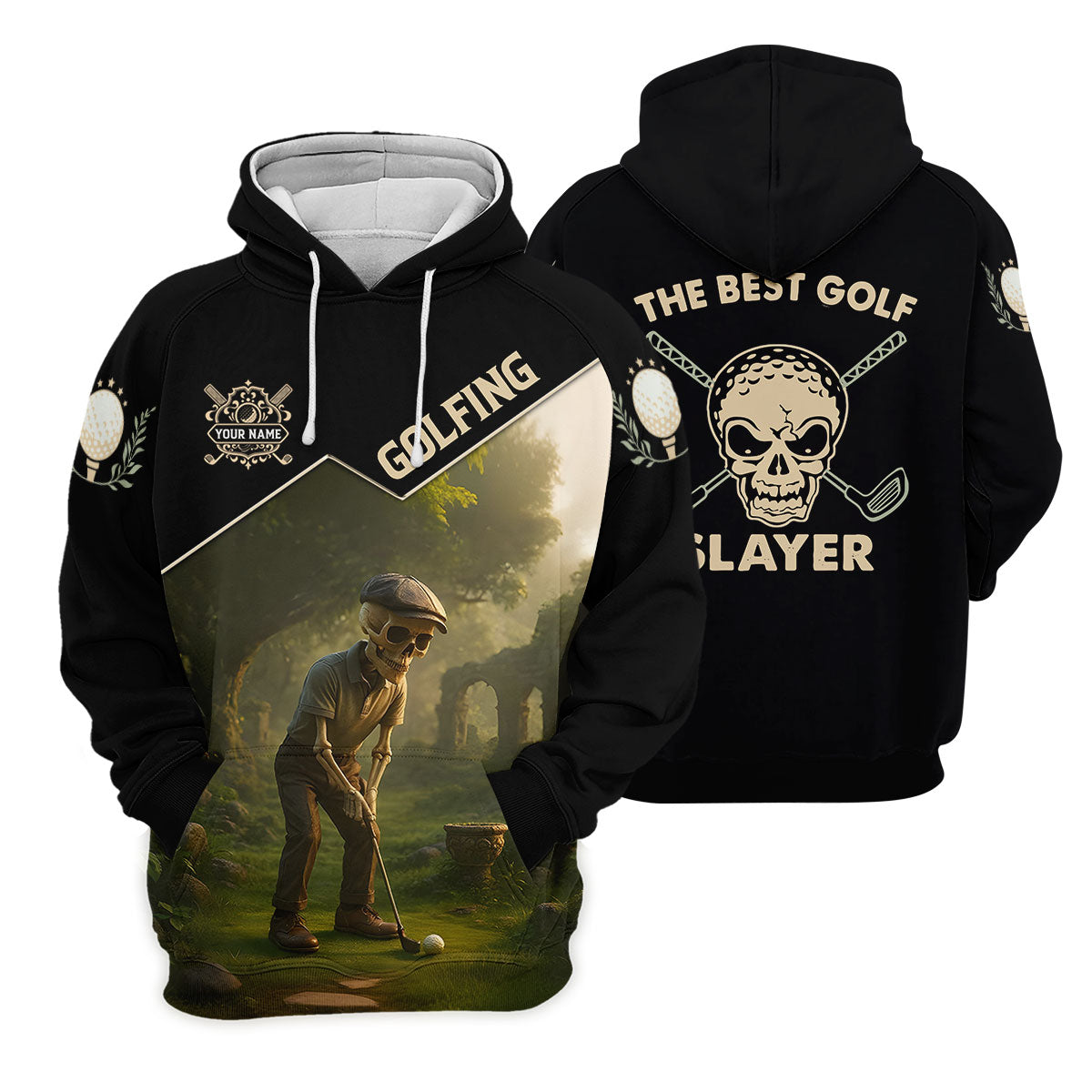 The Best Golf Slayer Custom Golf Polos For Men, Skull Shirt, Golf Shirts For Men, Gift For Golfers