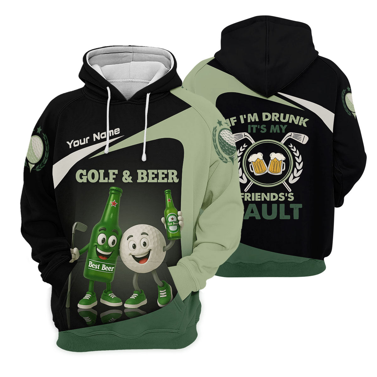 Funny Beer And Golf Custom Golf Polos For Men, Mens Golf Gift, Golfing Apparel, Gift For Golfers