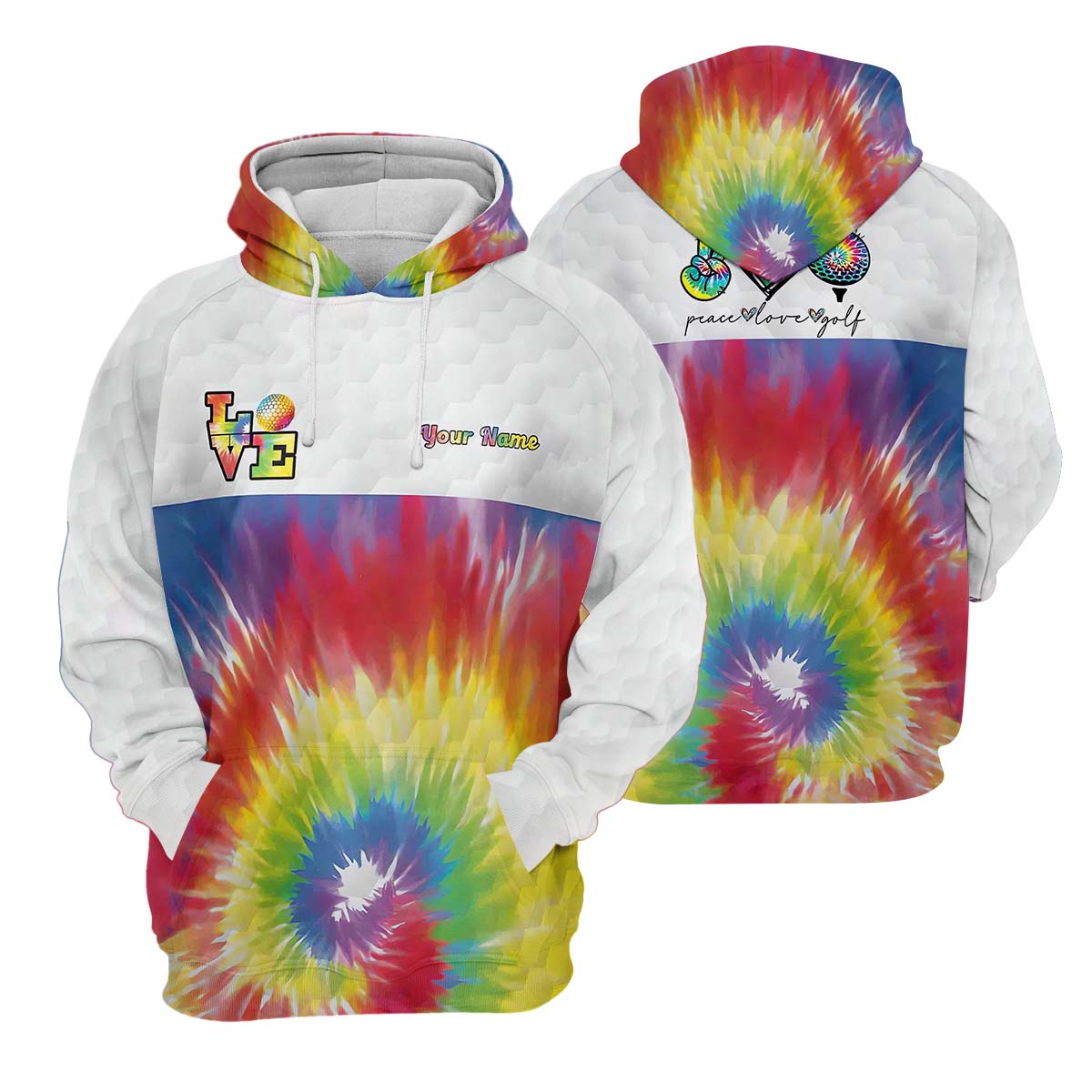 Peace Love Golf Tie Dye Custom Ladies Golf Shirt, Golfing Apparel, Womens Golf Gifts