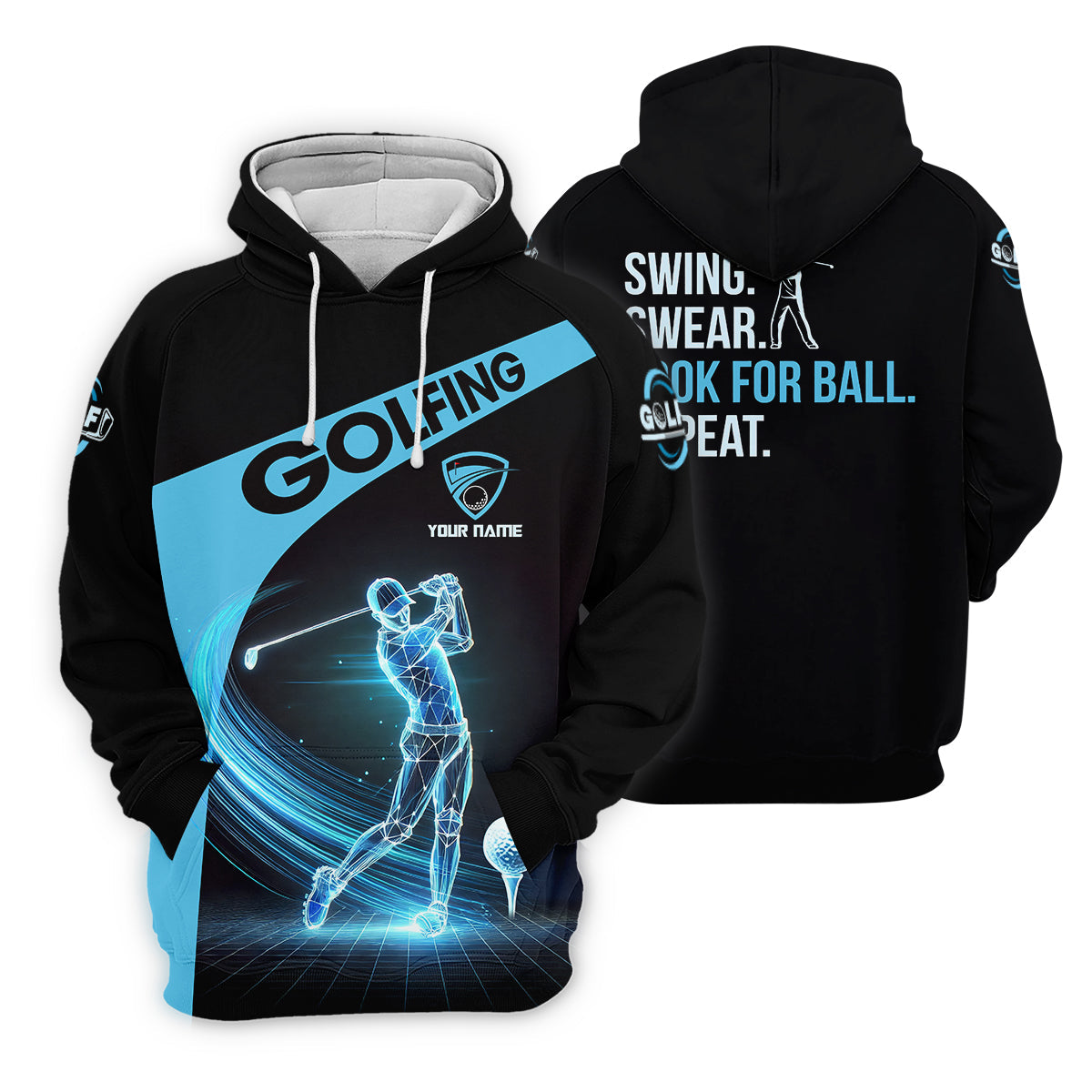 Swing Swear Look For Ball Repeat Custom Funny Golf Polo Shirt, Dad Golf Gifts