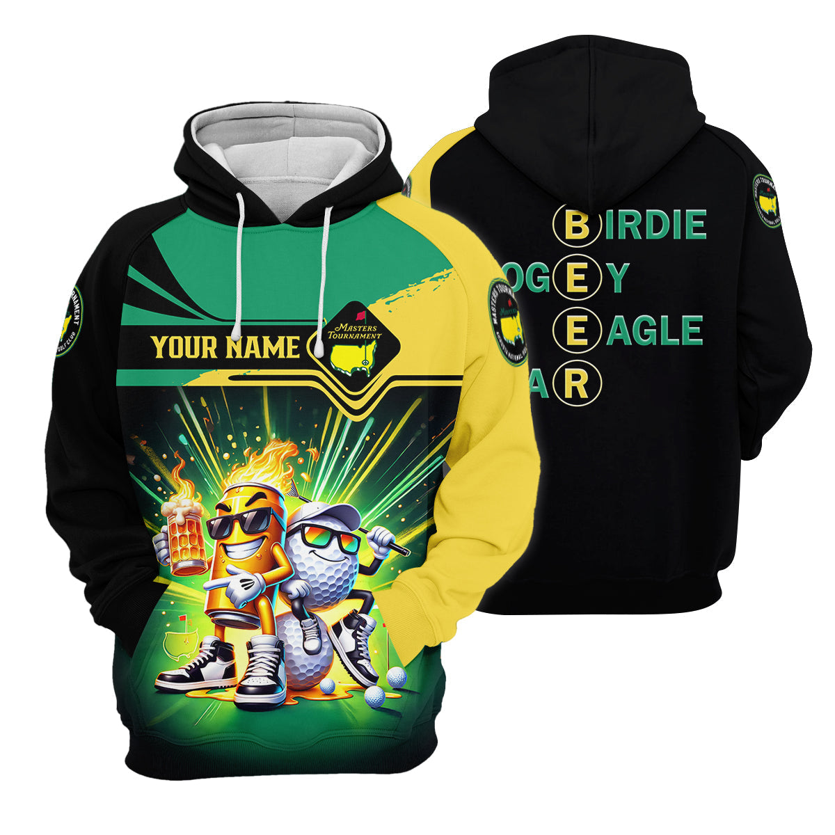 Par Eagle Birdie Bogey Golf & Beer Custom Men's Golf Polo Shirt, Master Tournament Shirt, Funny Golf Polos