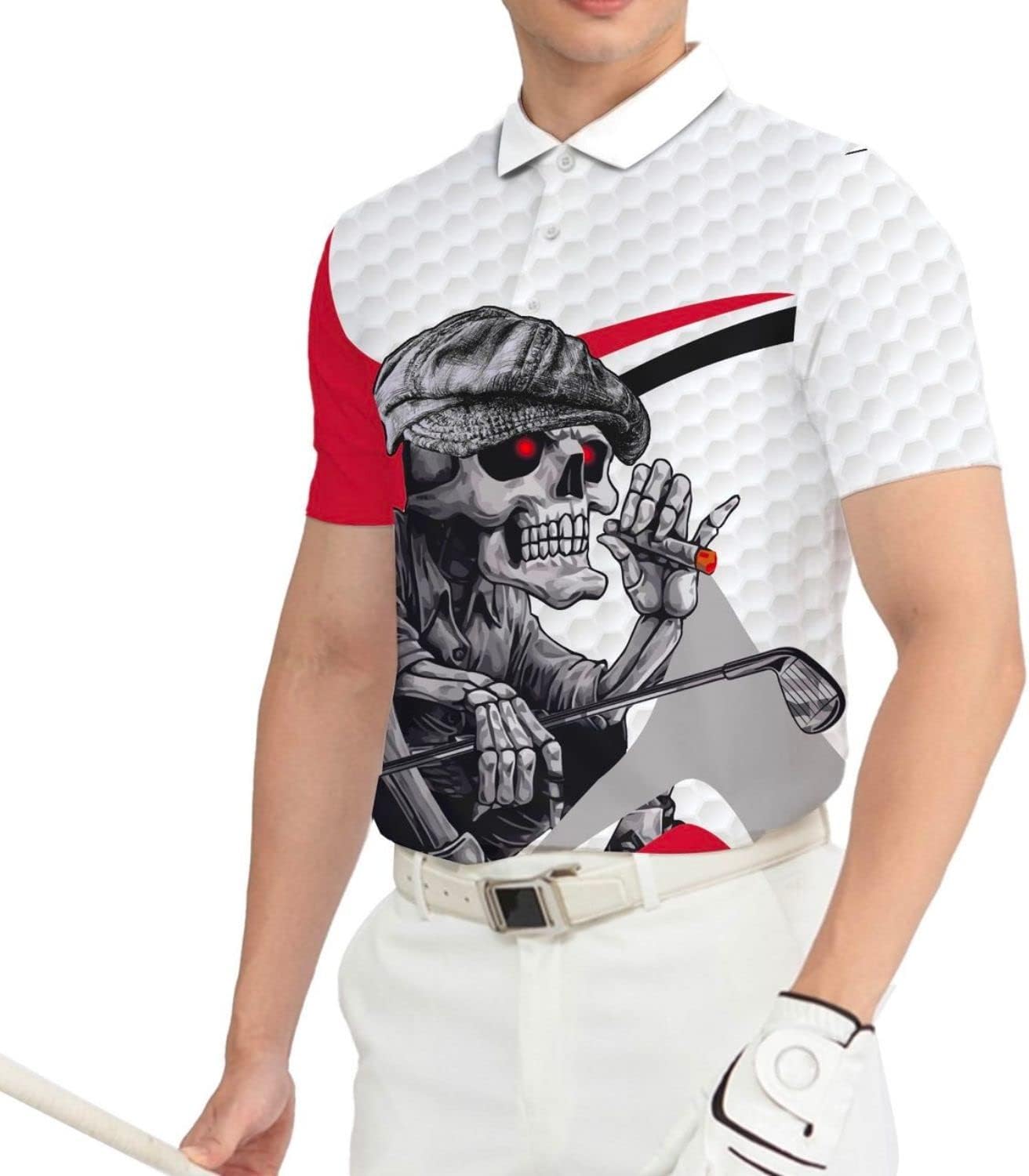 Skull Men's Golf Polo Shirt, Funny Skull Golf Shirt, Dad Golf Gift