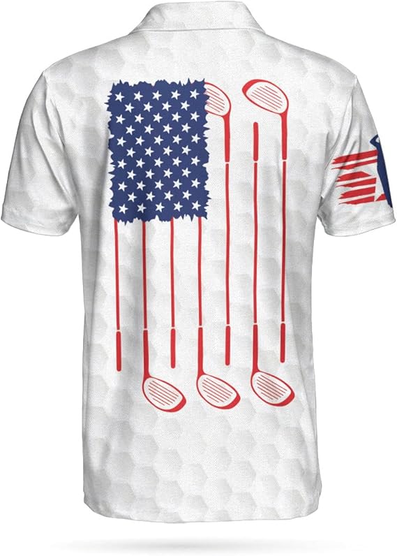 American Flag Men's Golf Polo Shirt,US Patriotic Pride Men's Golf Polo Shirt, Patriotic Golf Shirt, USA Golf Shirt