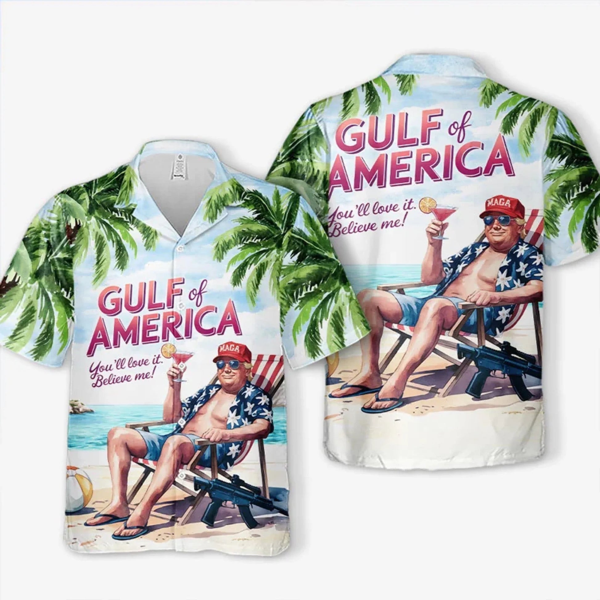 Gulf Of America Shirt, US Patriotic Pride Unisex Tropical Hawaiian Aloha Shirt, USA Golf Shirt