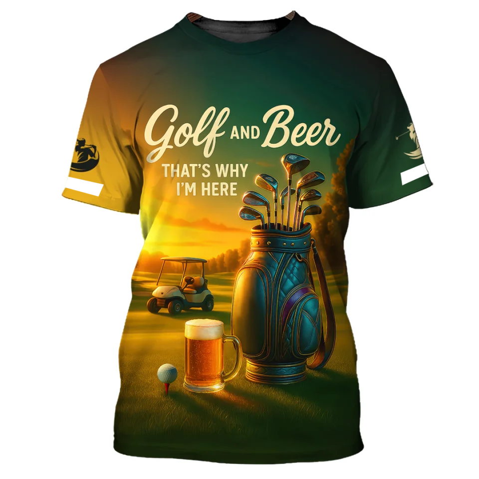 Golf and Beer That’s Why I’m Here Shirt – Custom Men's Golf Polo – Funny Golf Apparel For Dad