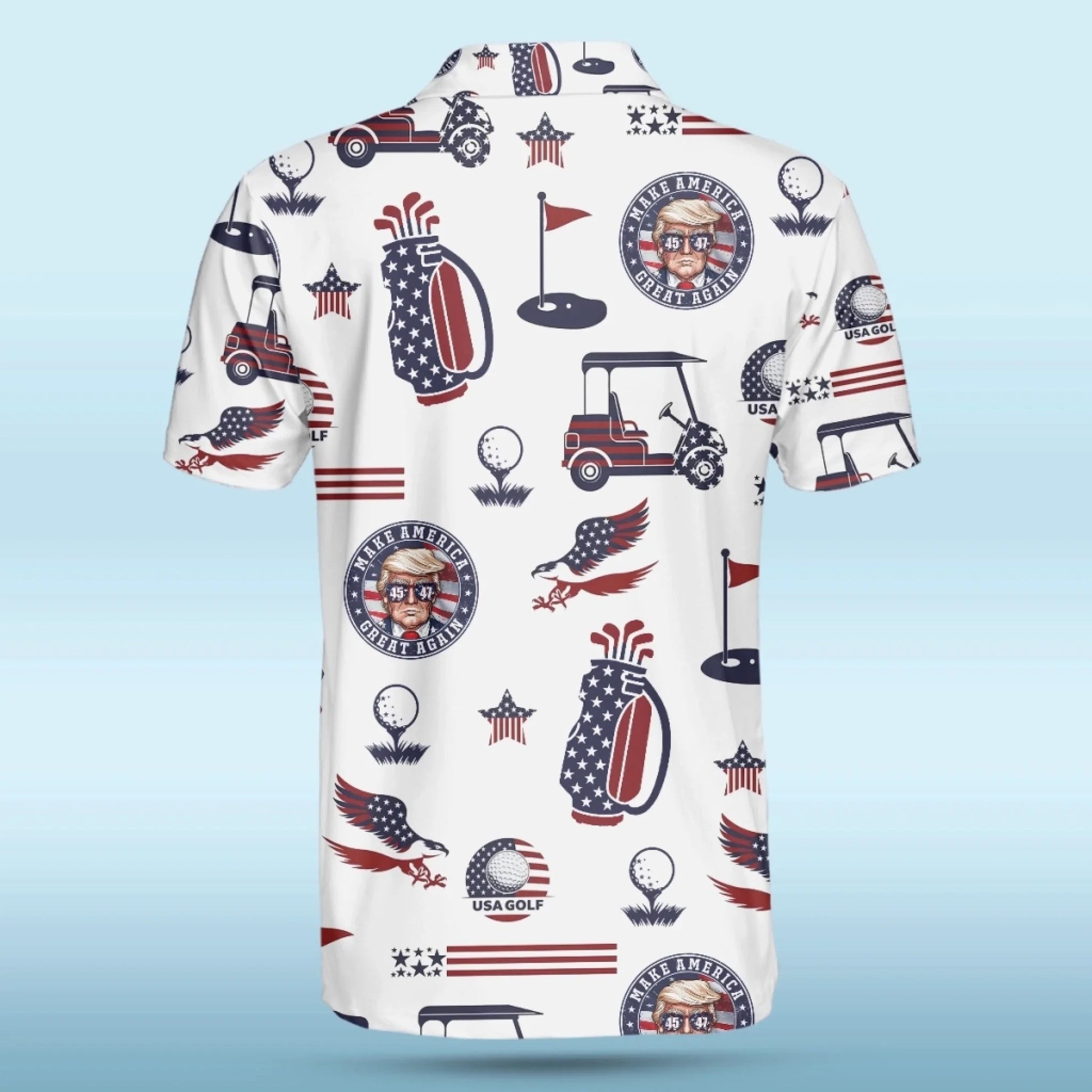 Tee Off Like A President Polo Shirt, US Patriotic Pride Men's Golf Polo Shirt, Patriotic Golf Shirt