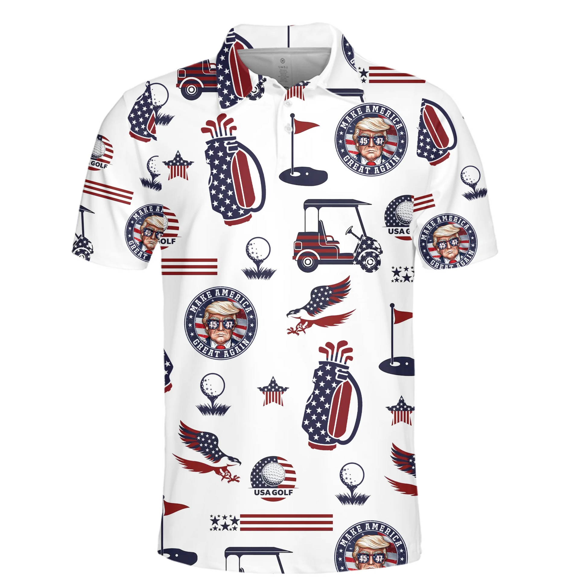 Tee Off Like A President Polo Shirt, US Patriotic Pride Men's Golf Polo Shirt, Patriotic Golf Shirt