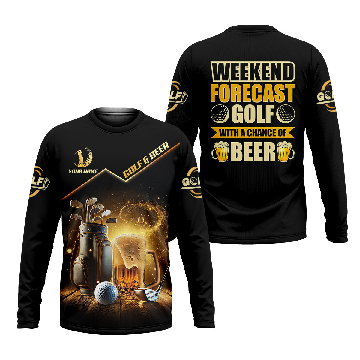 Golf And Beer Custom Men's Golf Polo Shirt, Beer Golf Shirt, Gift For Golfers