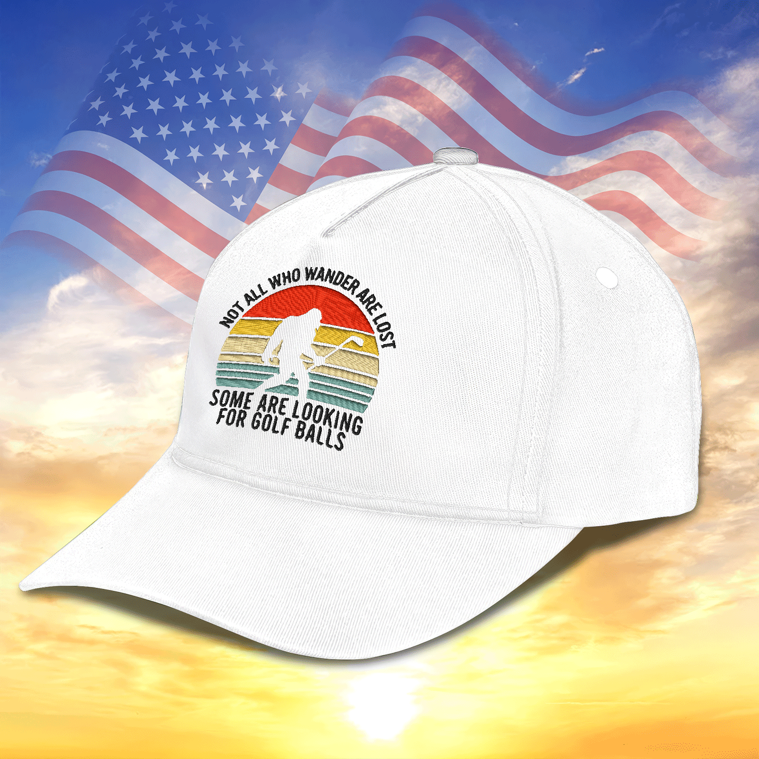 Not All Who Wander Are Lost Embroidered Baseball Cap, Bigfoot Golf Hat, Dad Golf Gift