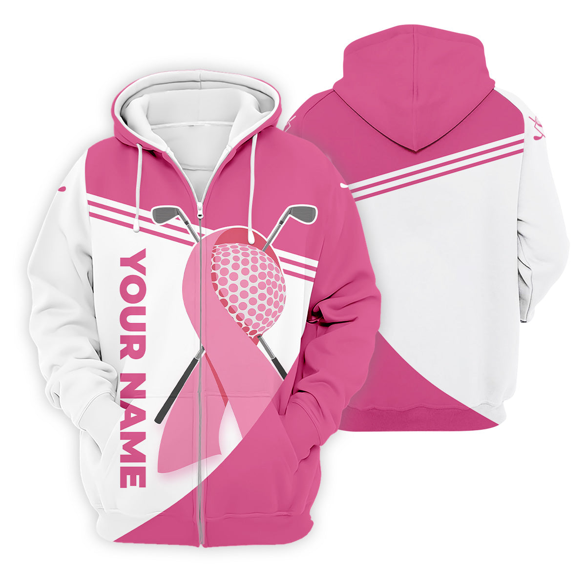 Breast Cancer Pink Men's Golf Polo Shirt, Golf Shirts For Men, Breast Cancer Awareness Shirt