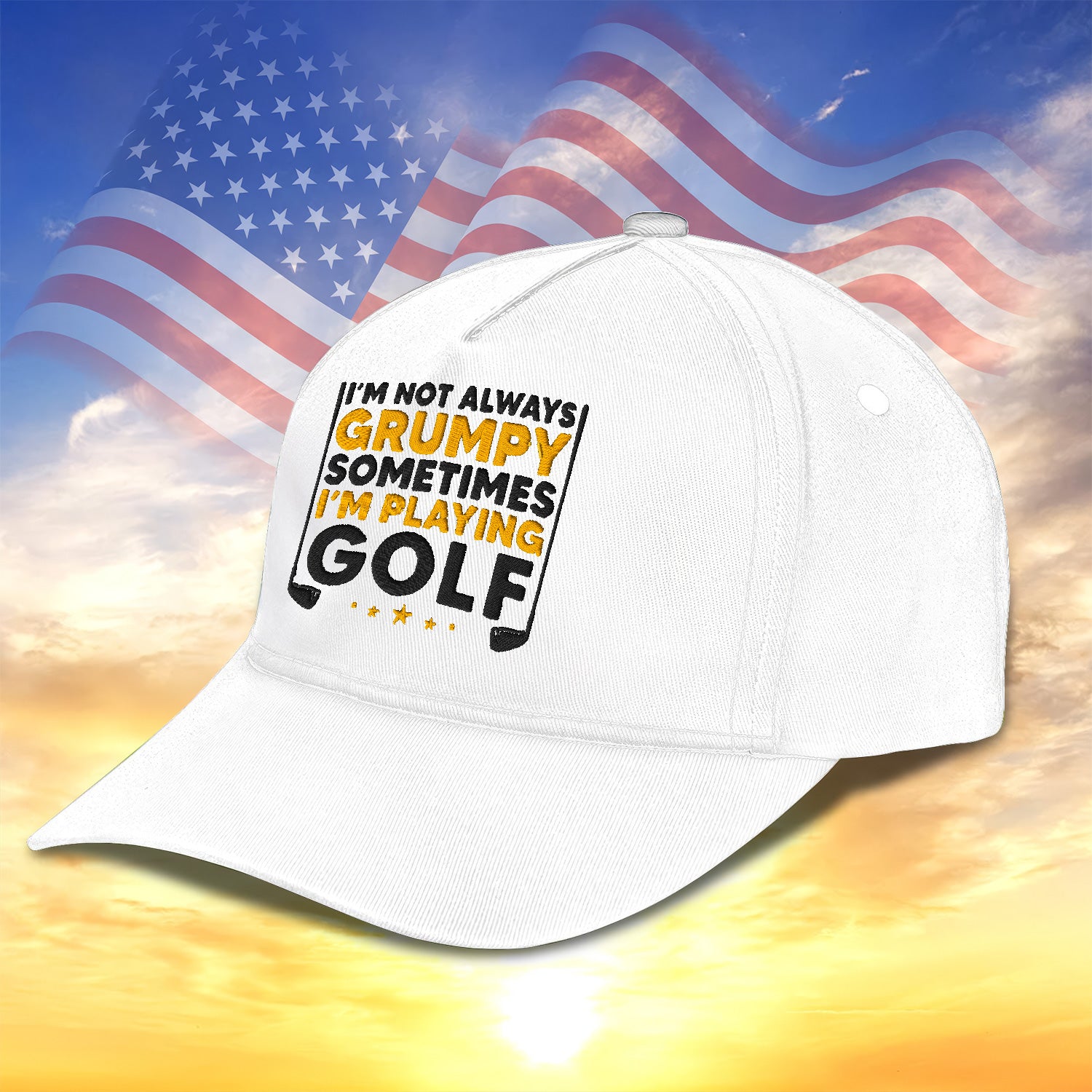 I'm Not Always Grumpy Sometimes I'm Playing Golf Embroidered Baseball Cap, Golf Hat, Dad Golf Gift