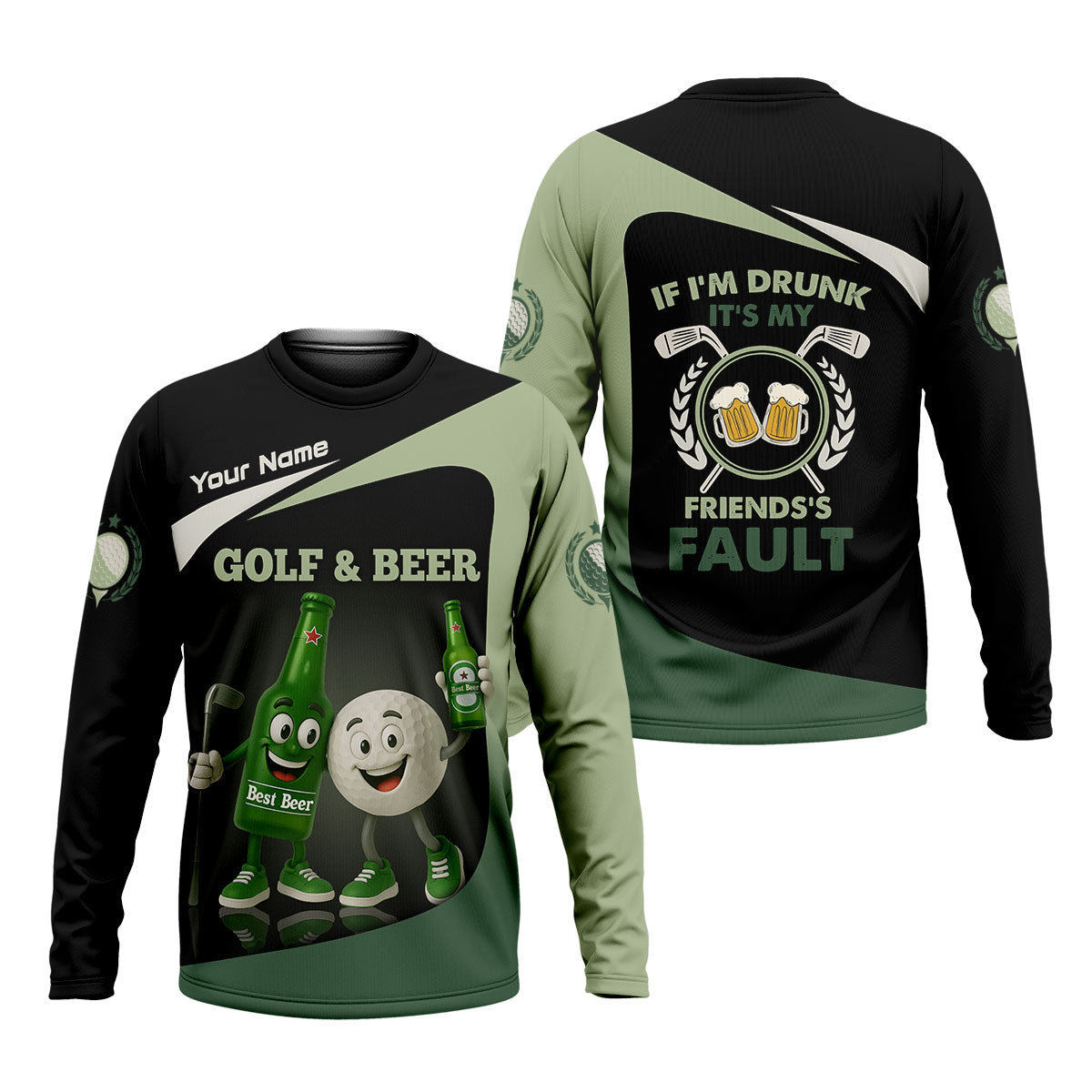 Funny Beer And Golf Custom Golf Polos For Men, Mens Golf Gift, Golfing Apparel, Gift For Golfers