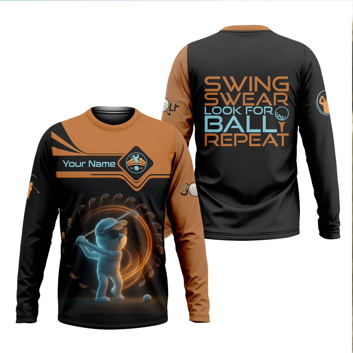 Swing Swear Look For Ball Repeat Shirt, Men's Funny Graphic Golf Polo Shirt, Gifts For Golfing Dad