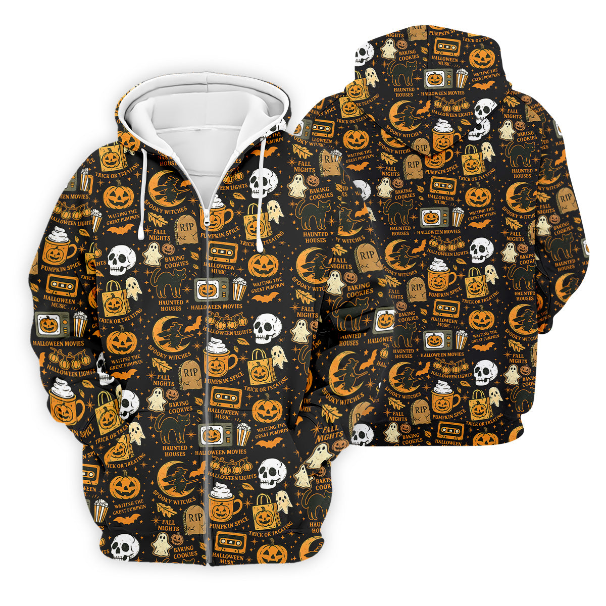 Vintage Halloween Cat Golf Polo Shirts, Halloween Theme Shirts, Ghost Pumpkin Mens Golf Polo Shirts, Golfing Apparel