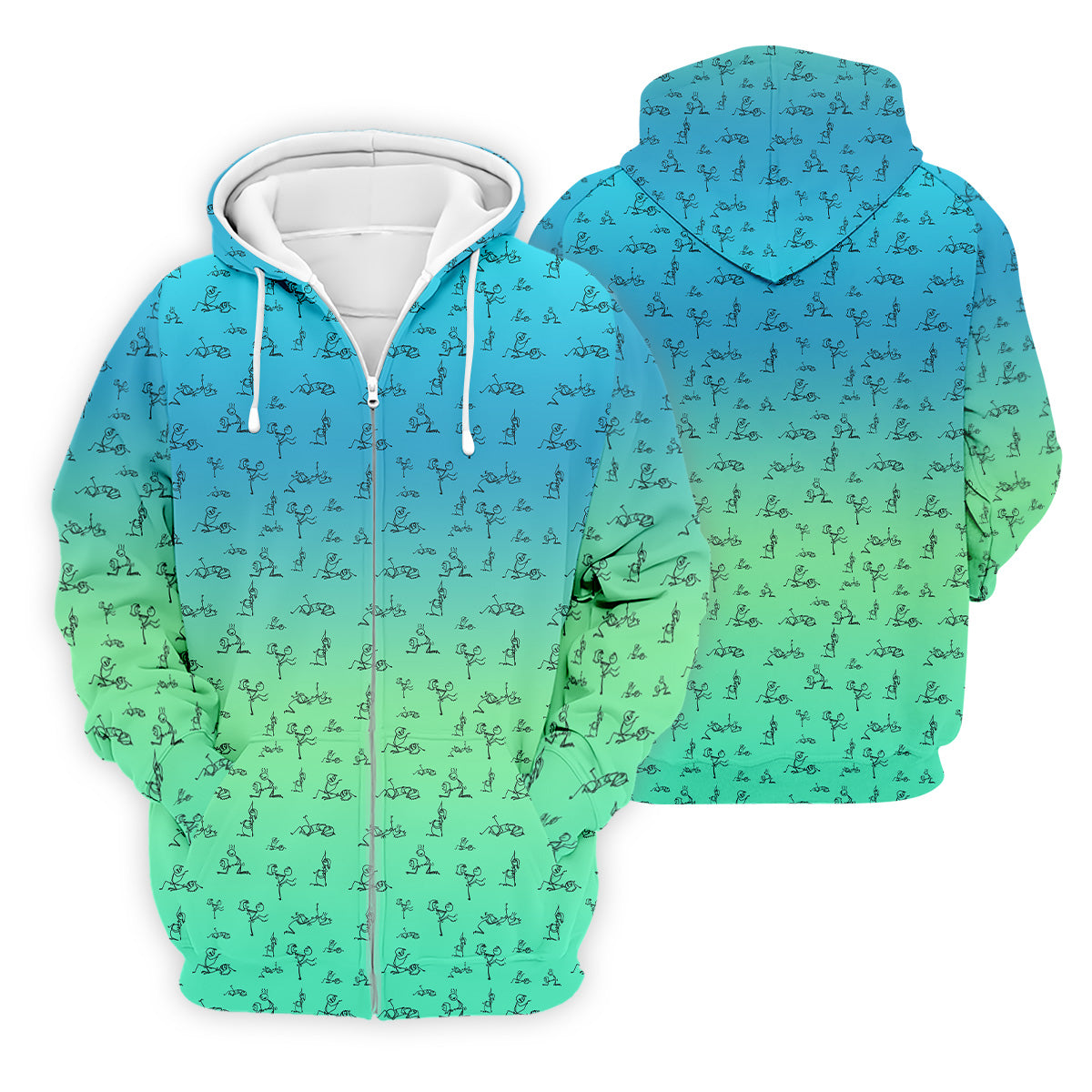 Stick Figure Couple Ombre Fun Men's Golf Polos, Unique Gift For Golfer, Golf Accessories For Men