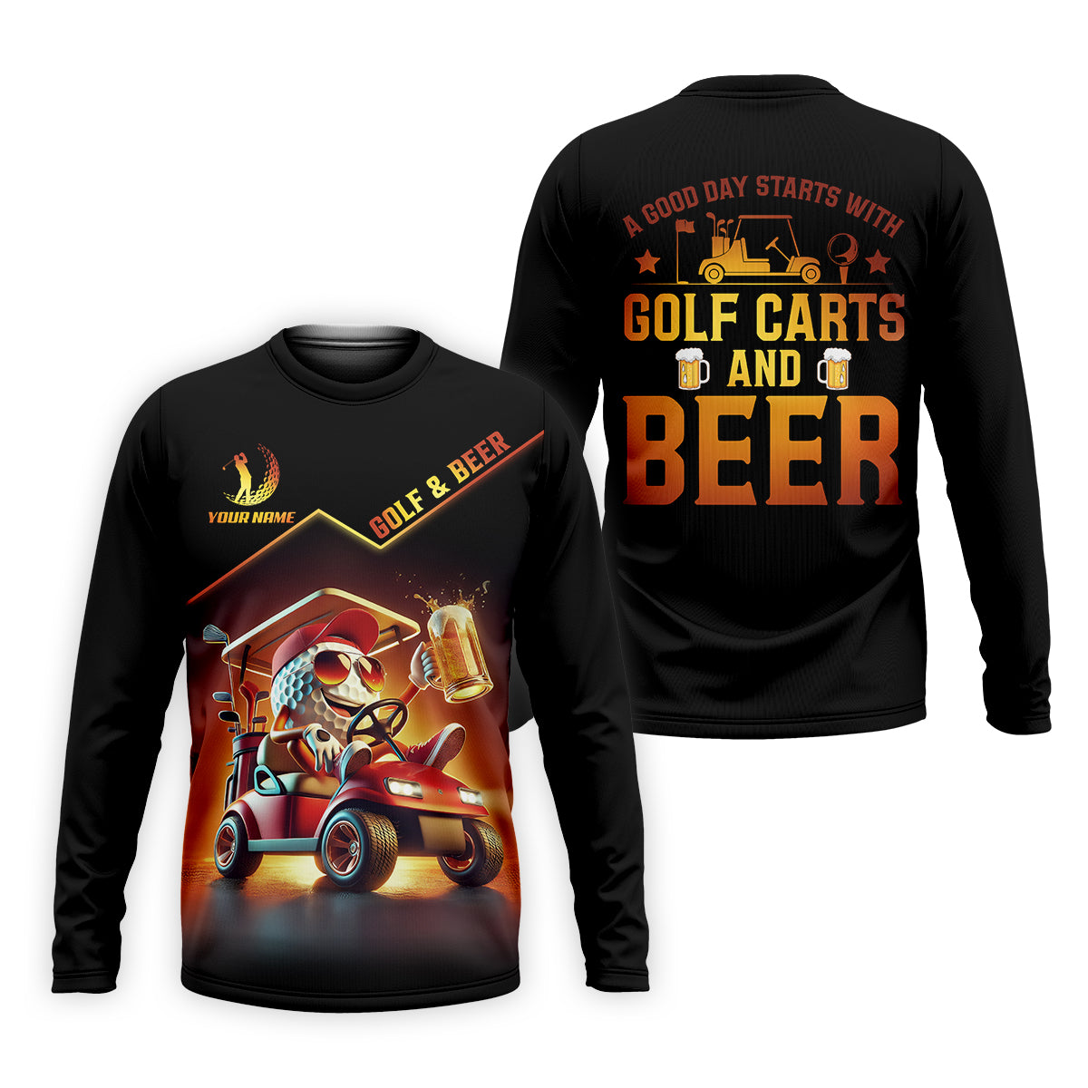 A Good Day Starts With Golf Carts And Beer Funny Golf Polo Shirt, Christmas Golf Gift
