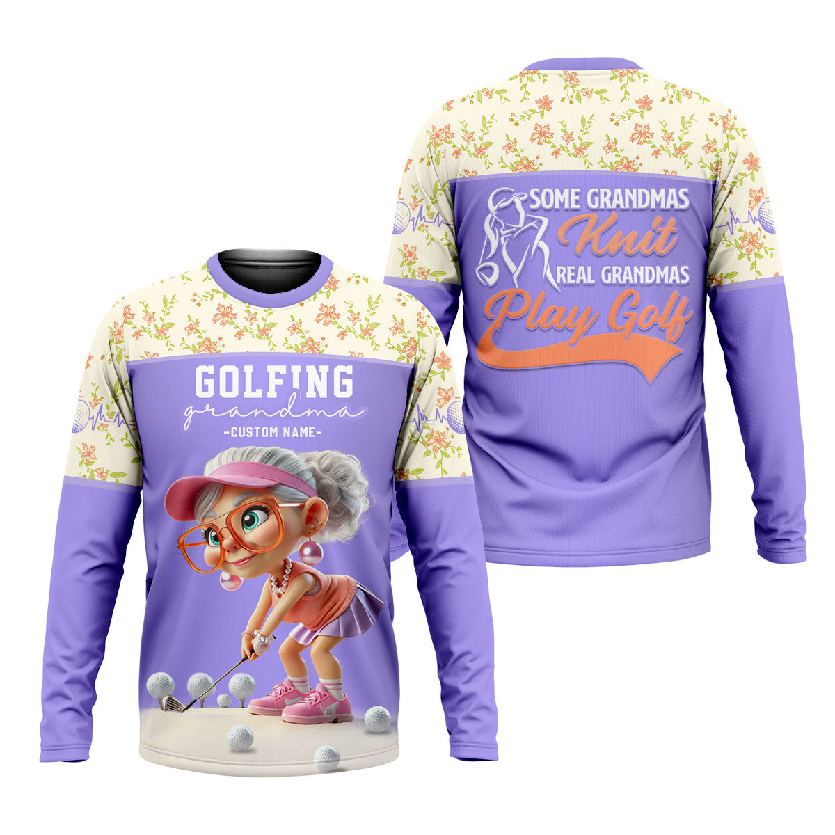 Some Grandmas Knit Real Grandmas Play Golf Custom Men's Golf Polo Shirt, Dad Golf Gift