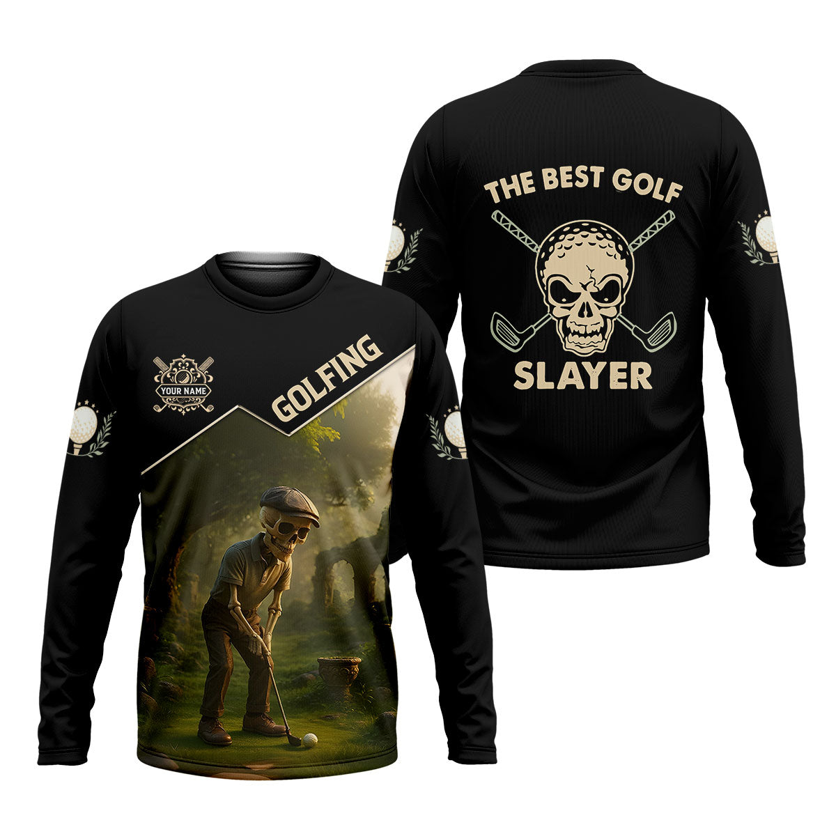 The Best Golf Slayer Custom Golf Polos For Men, Skull Shirt, Golf Shirts For Men, Gift For Golfers