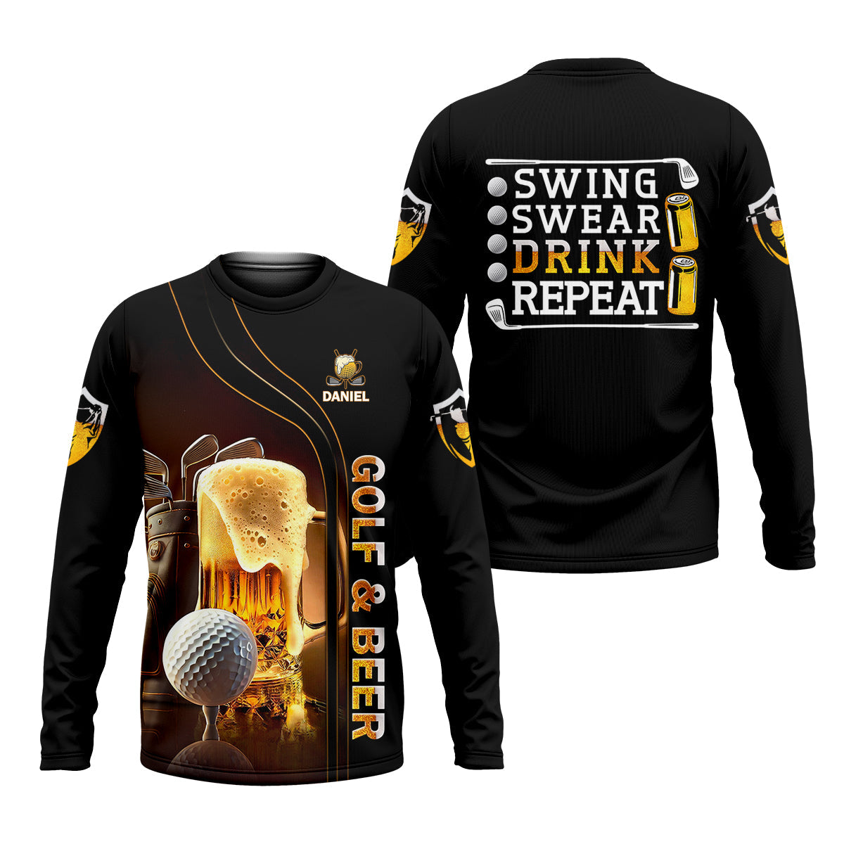 Swing Swear Drink Repeat Funny Golf Polo Shirt, Mens Golf Gift, Golf Lover Gift