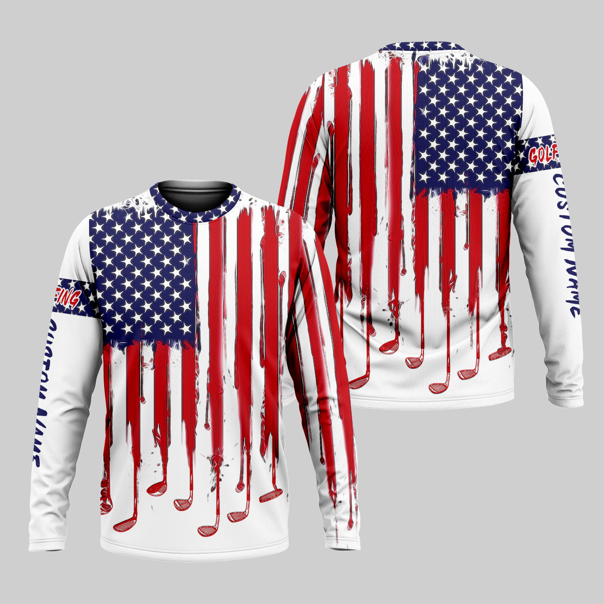 American Flag Custom Golf Polo Shirt, US Patriotic Pride Men's Golf Polo Shirt, Patriotic Golf Shirt, USA Golf Shirt
