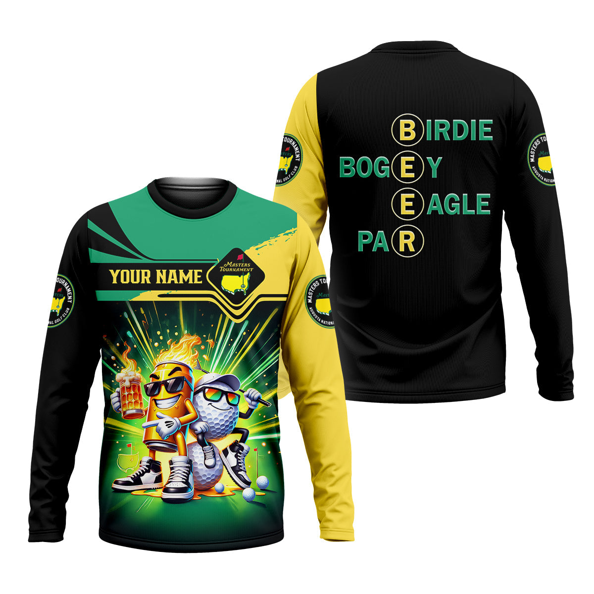Par Eagle Birdie Bogey Golf & Beer Custom Men's Golf Polo Shirt, Master Tournament Shirt, Funny Golf Polos
