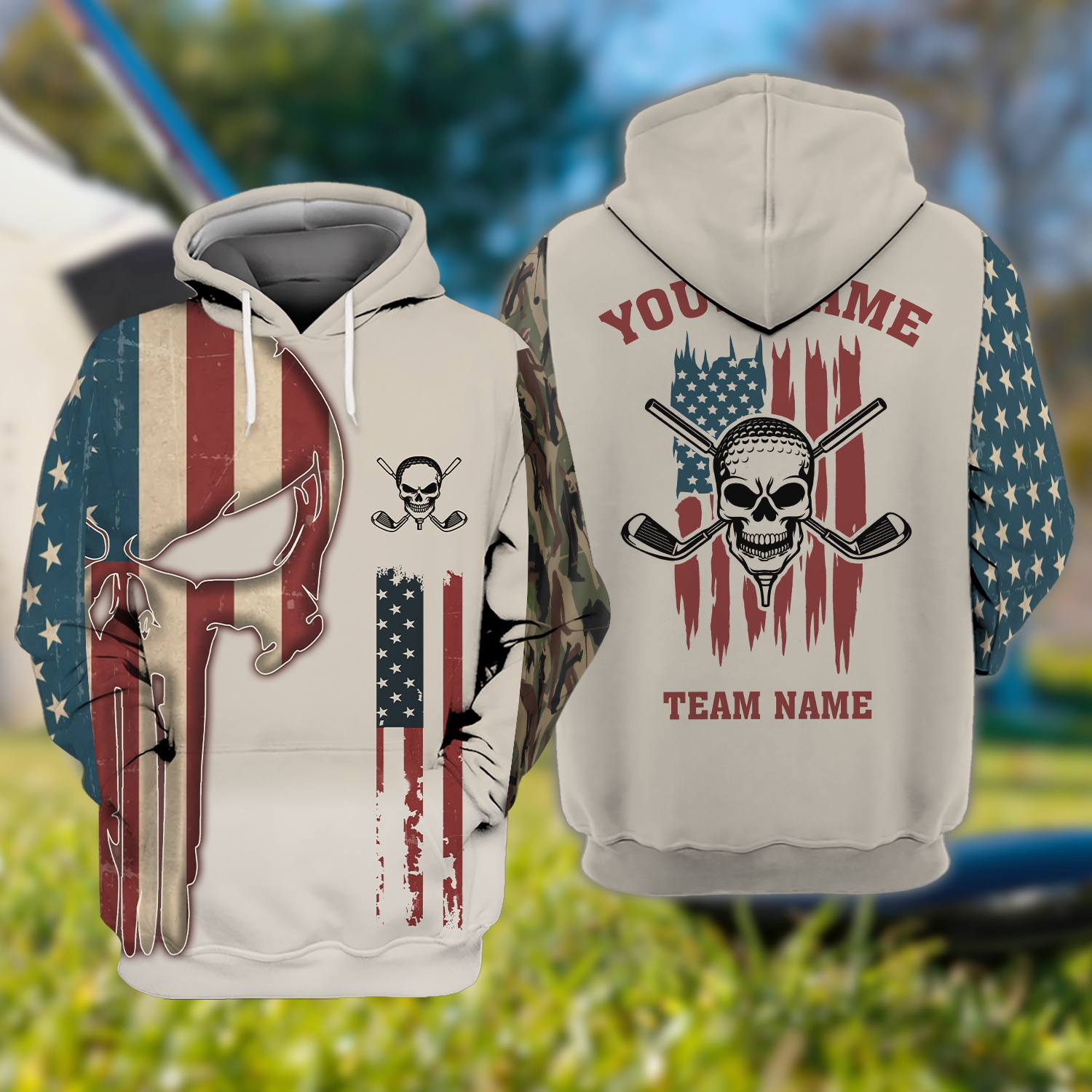 Custom Men's Golf Polo Shirt, Skull Golf Shirt, Patriotic Golf Shirt, Gift For Golfers